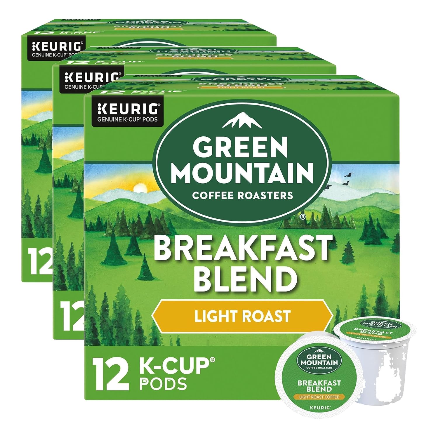 Green Mountain Coffee Roasters Breakfast Blend Single-Serve Keurig K-Cup Pods, Light Roast Coffee, 96 Count