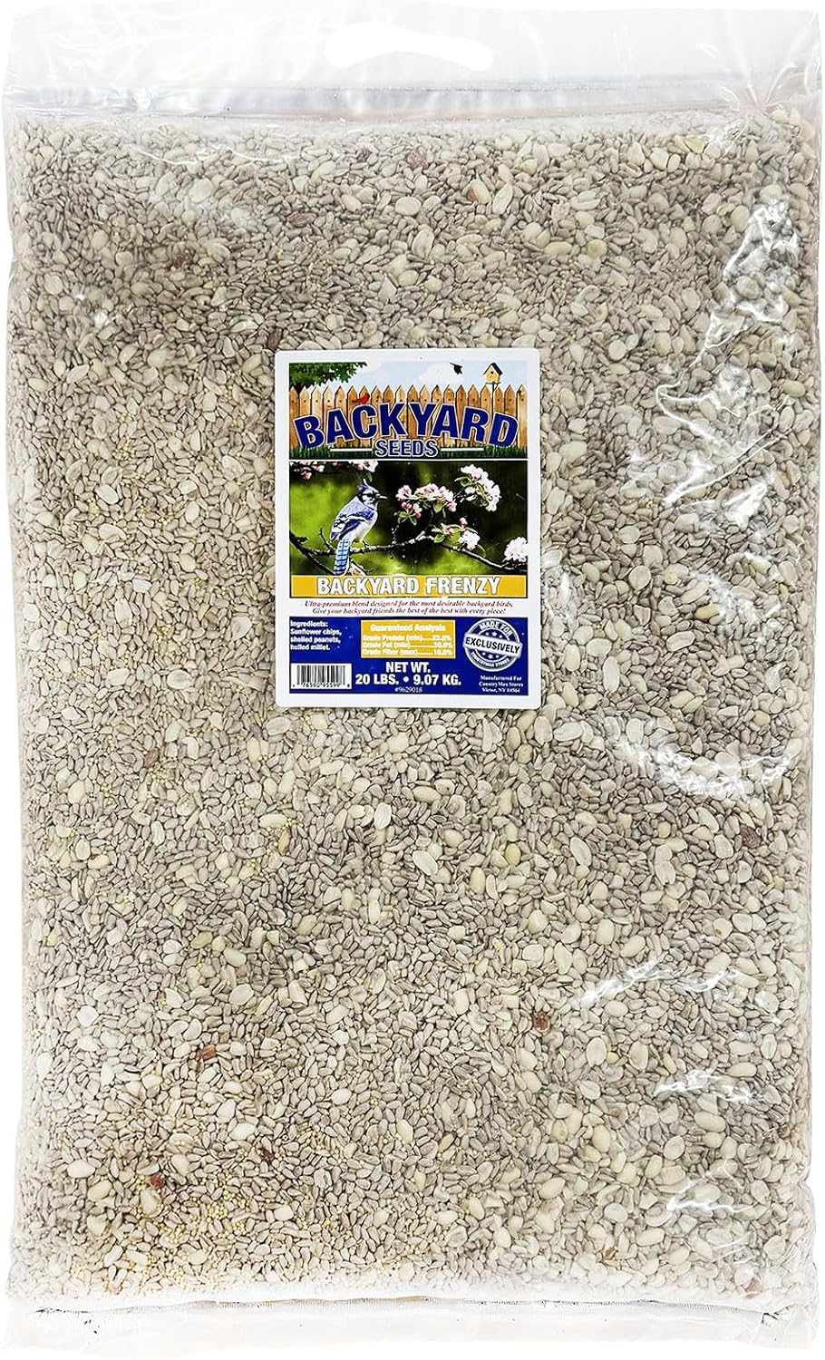 Backyard Seeds Woodpecker No-Waste Bird Seed Mix 5lbs - Premium Shelled Peanuts & Sunflower Chips, Small Bag of Wild Bird Food