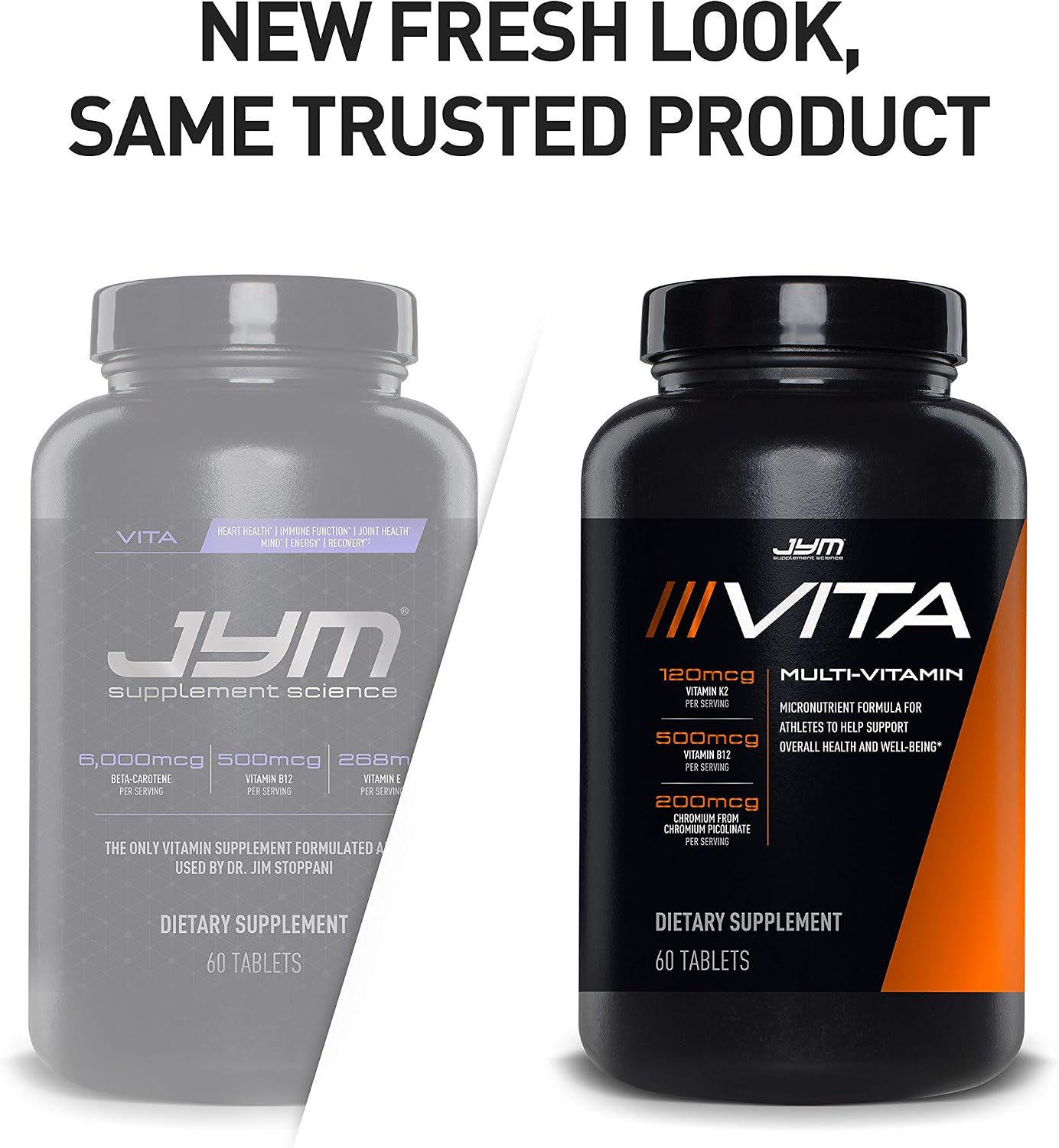 Vita JYM Daily Multivitamin & Mineral Support for Men & Women - 60 Tablets | Iron, Vitamins A, C, B6, B12, E, K2, Boron, Biotin, Potassium, Complete Adult Daily Nutrition Support