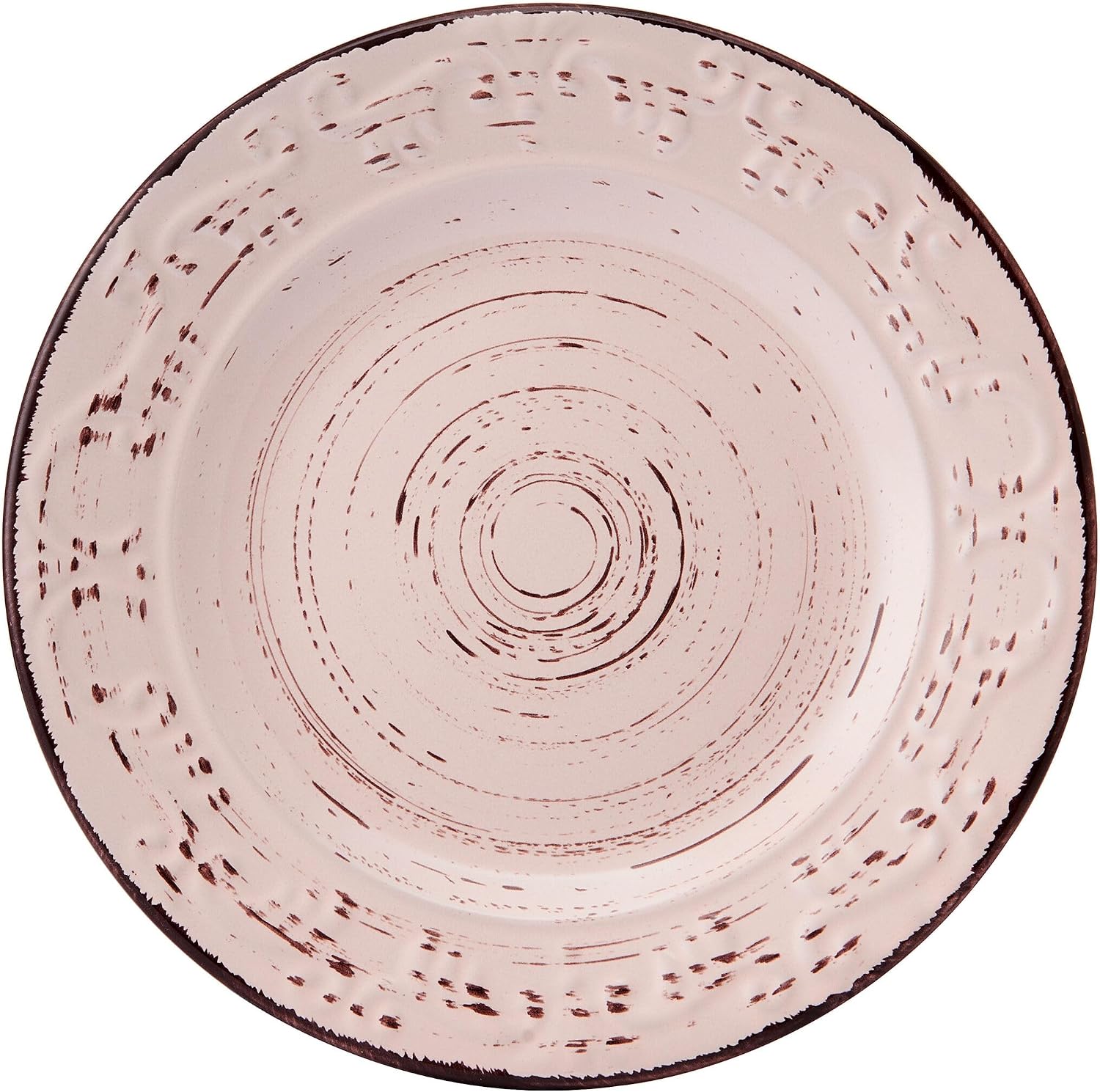 Pfaltzgraff Trellis White 16-Piece Stoneware Dinnerware Set, Service for 4, Distressed White Finish, Microwave & Dishwasher Safe Plates and Bowls