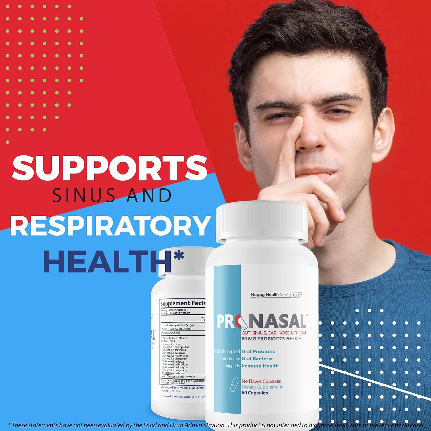Pro Nasal - Our Best Sinus Support Supplement - Ear Nose Throat Probiotics - Sinus Probiotic for Natural Sinus Support - Oral Probiotics for Mouth