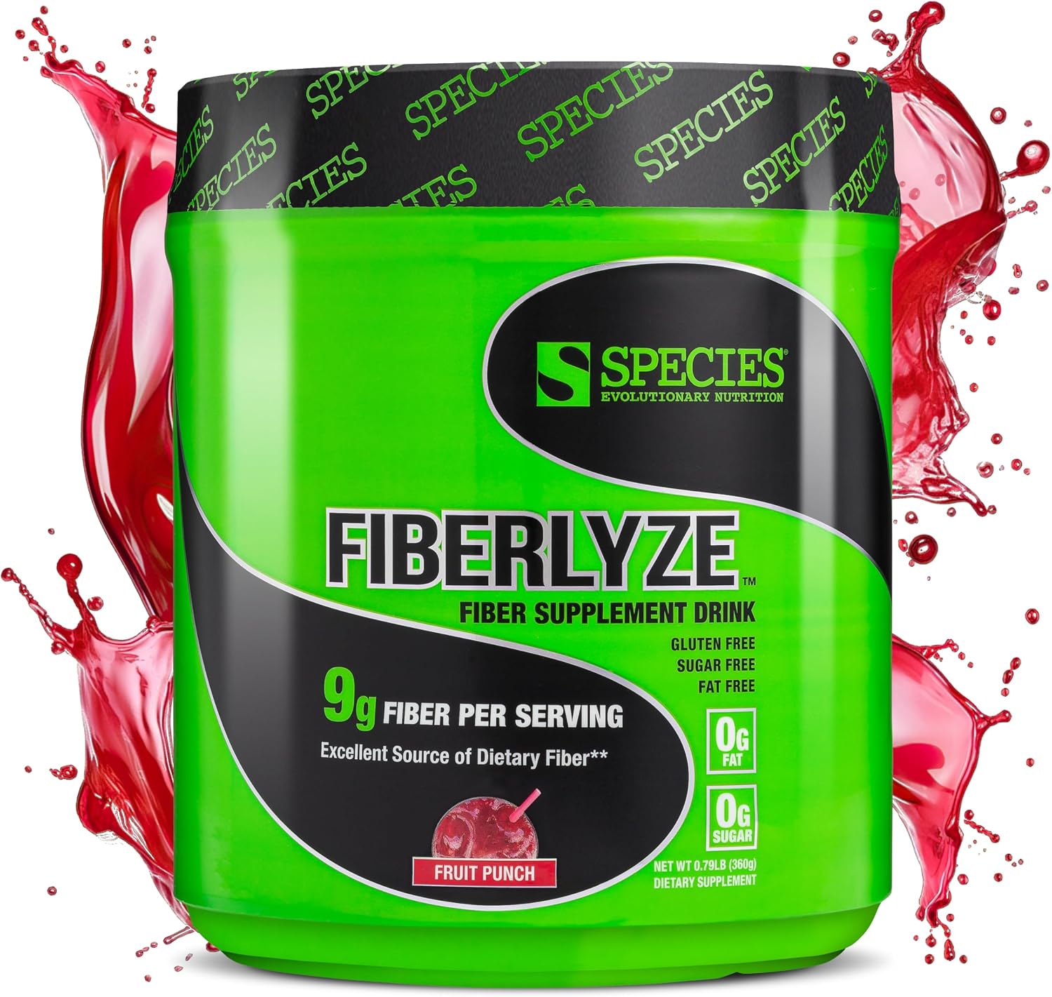 Species Nutrition Fiberlyze Fiber Supplement, Psyllium Based Soluble & Insoluble Fiber Powder for Healthy Colon, Digestive Functions (Mango, 30 Servings)
