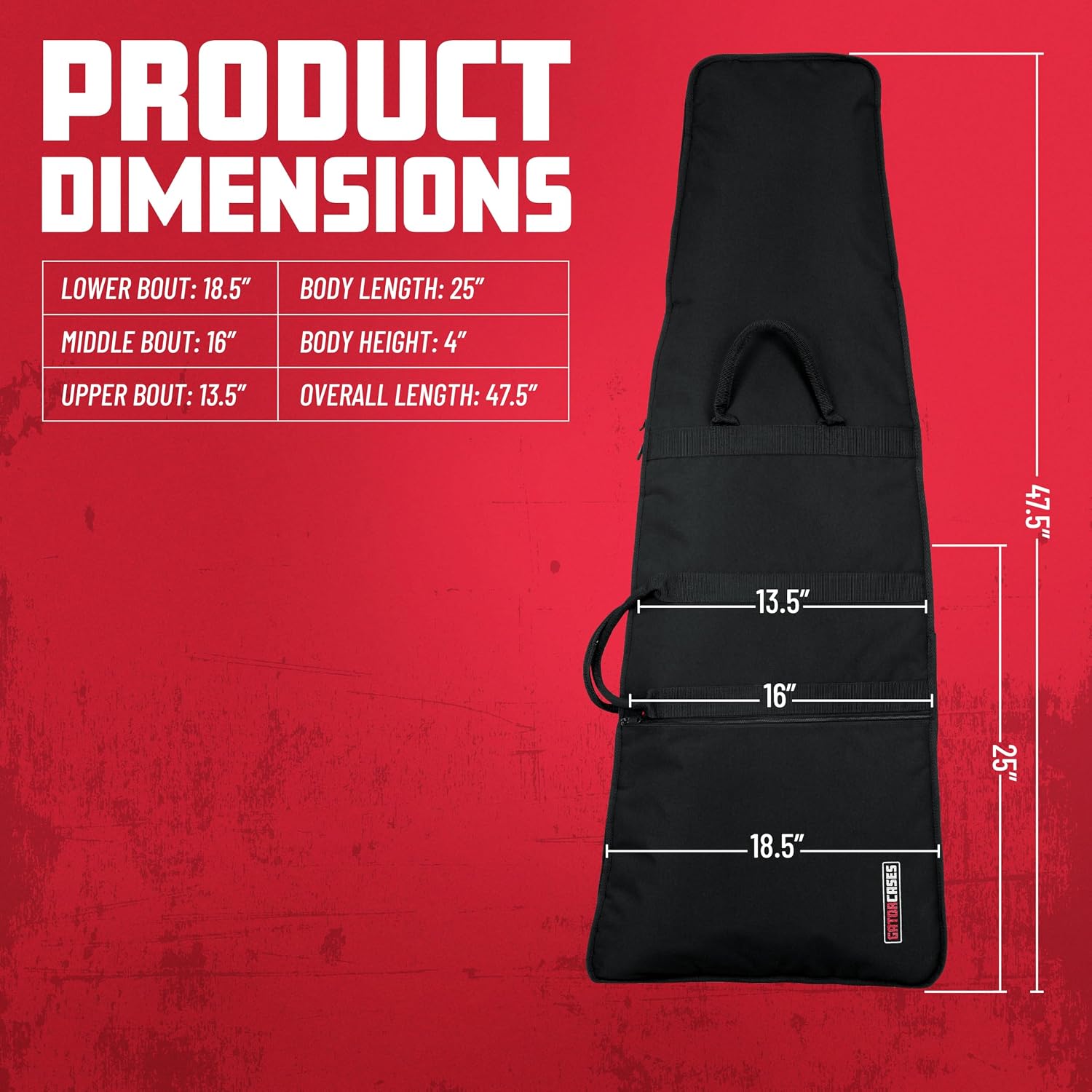 Gator Cases Foam Padded Guitar Gig Bag for Extreme Style Guitar Bodies, Fits Flying V, Explorer, Warlock, and More, up to 47.5" in Length (GBE-EXREME)