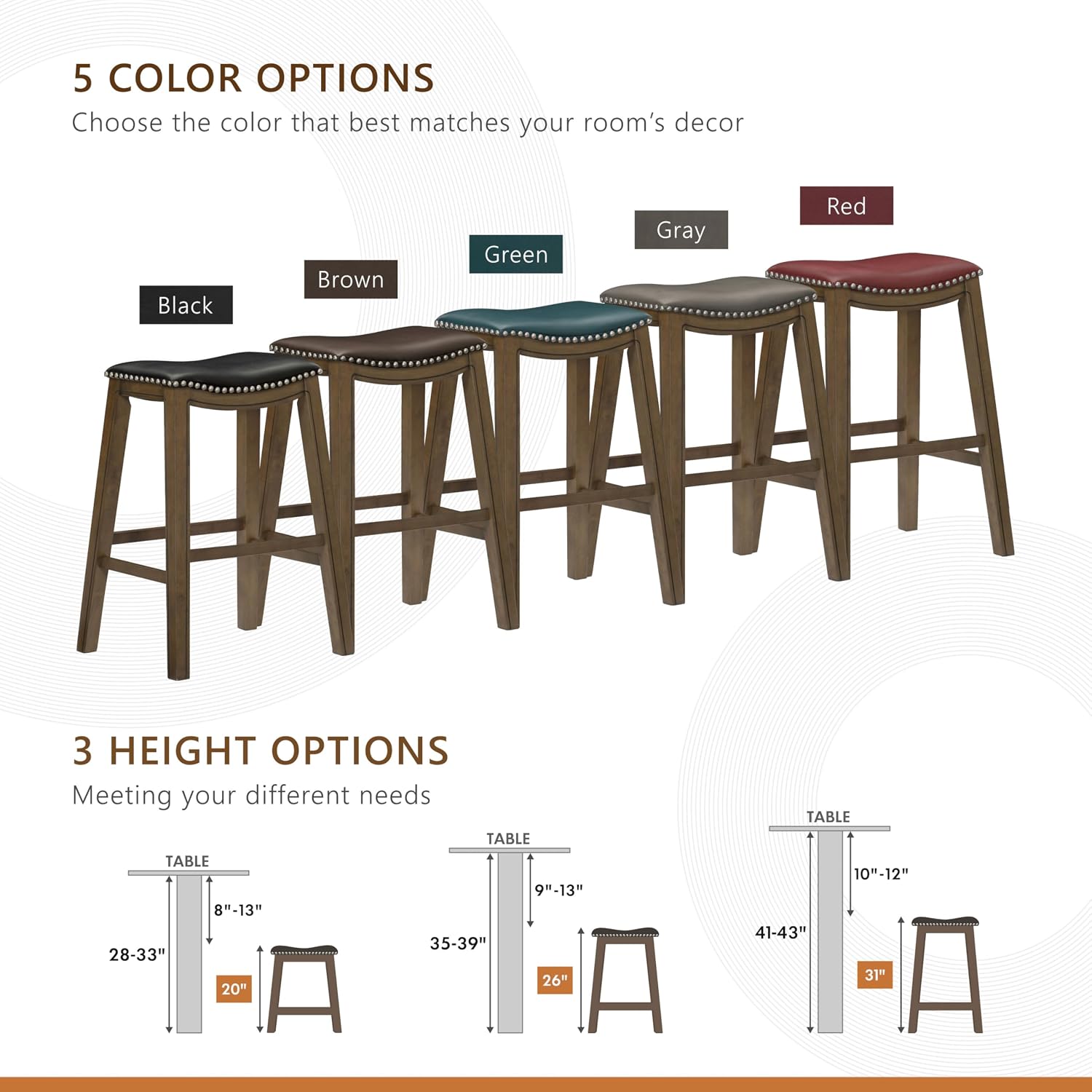 Lexicon Ordway Solid Wood Counter Height Stool - Saddle Kitchen Stool Counter Height Stools for Dining, Armless Chair Seating Options, Perfect for Casual Entertaining Spaces, 25" SH, Black