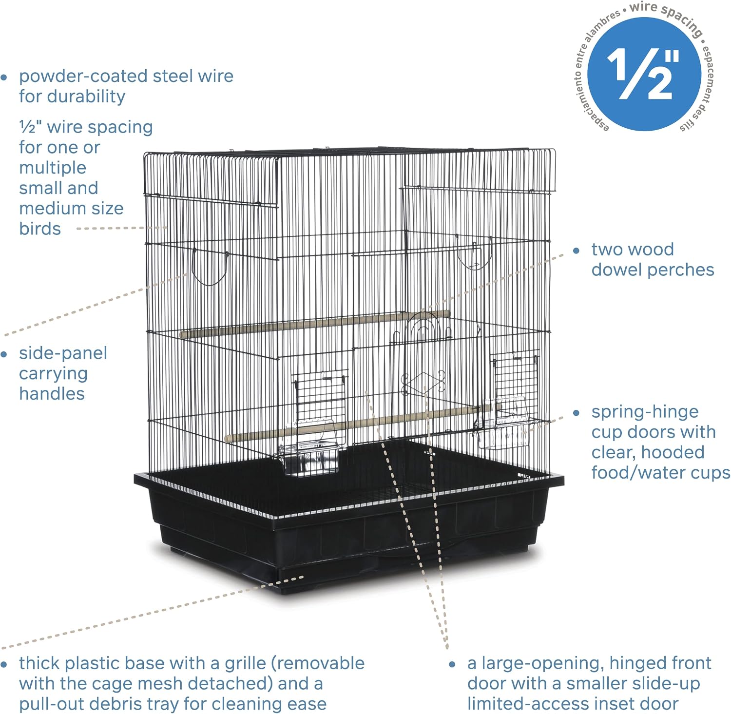 Prevue Pet Products Square Top Parakeet Cage, White