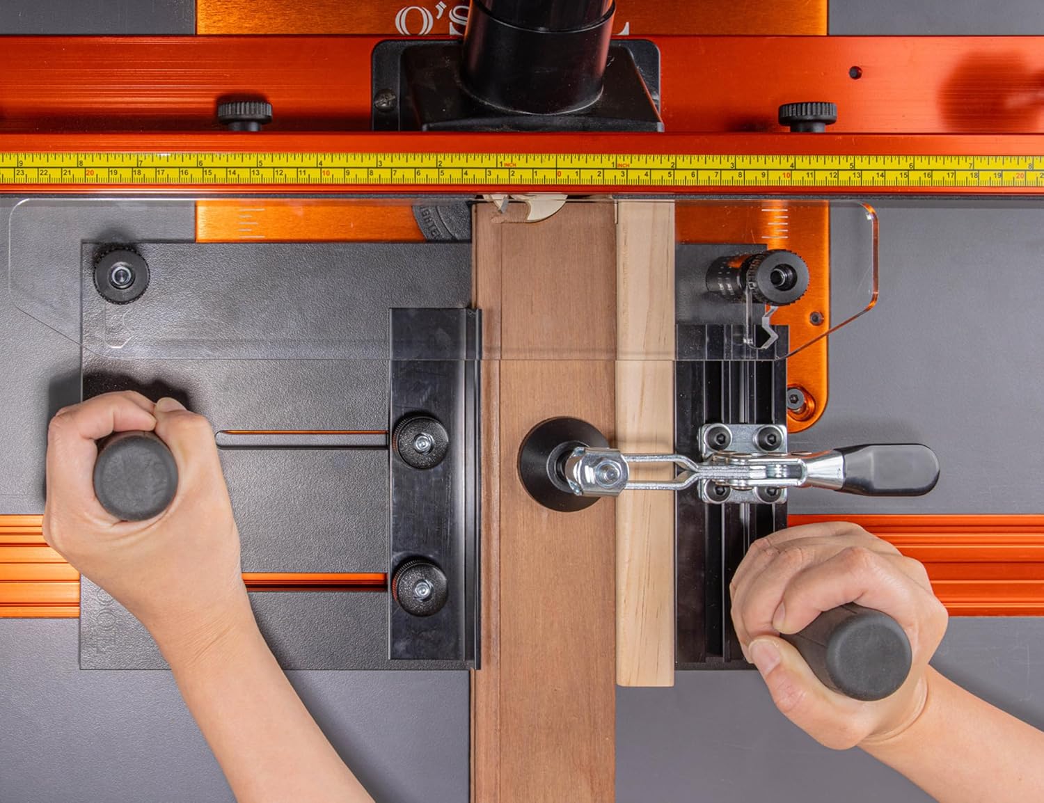 O'SKOOL Rail Coping Sled Router Table Jig, Fits 5-1/2" x 1-5/8"Stock | Phenolic Base, Toggle Clamp, Sacrificial Fence, Square End-Grain Cuts