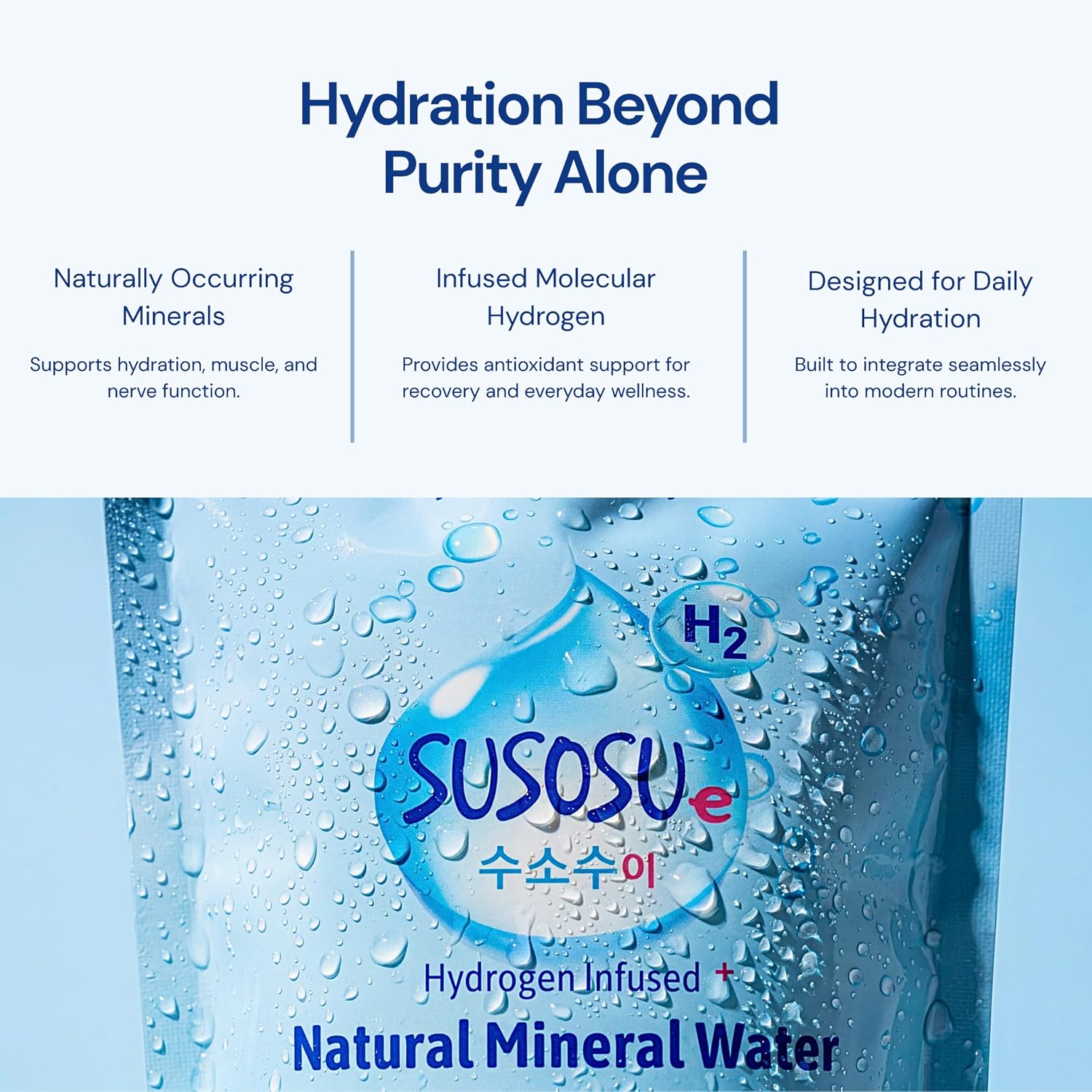 Susosu Hydrogen Water, Korean Mineral Water, 20 Pouches Ready to Drink, 10.5 Fl Oz
