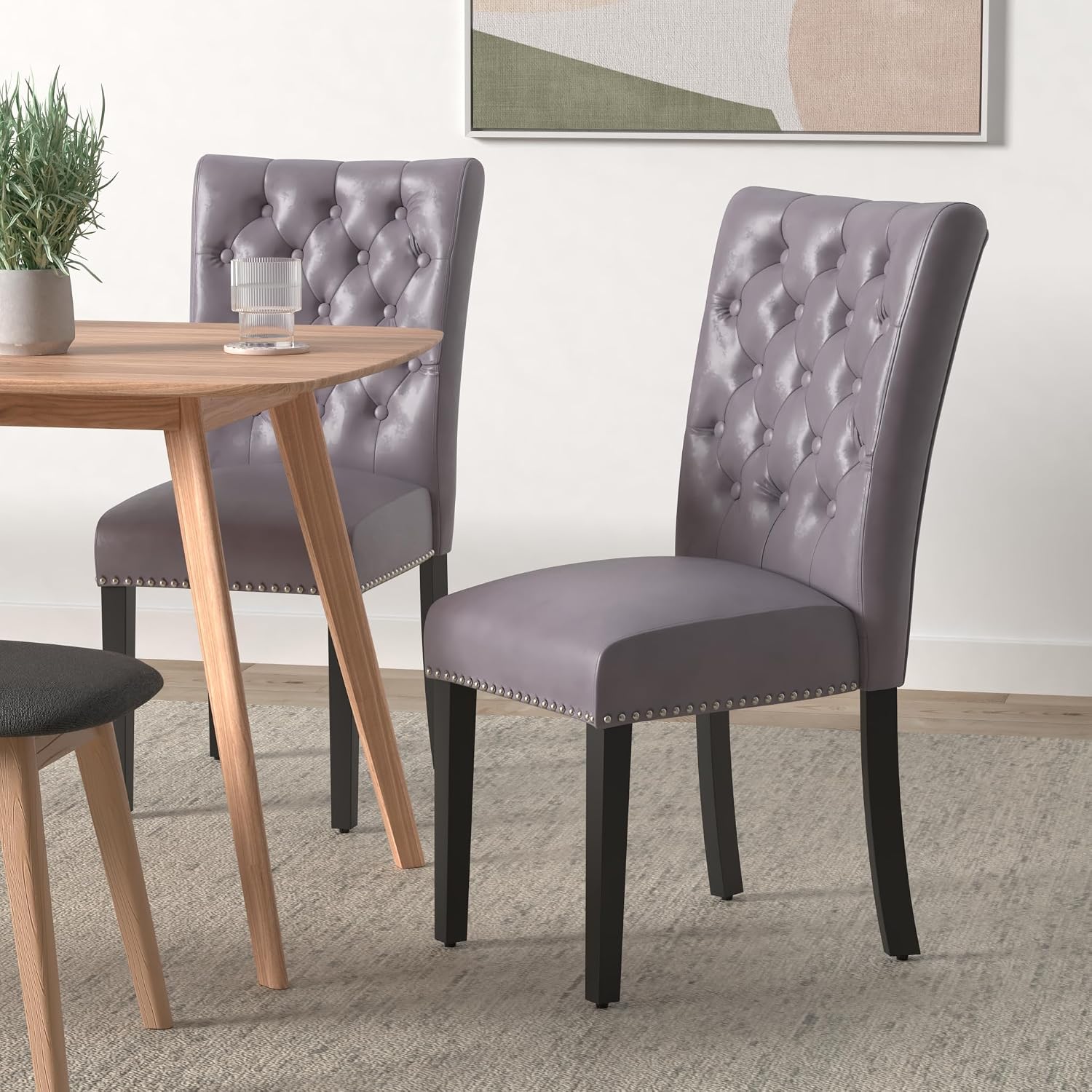 adochr Velvet Dining Chairs Set of 2, Parsons Kitchen Chair, Blue