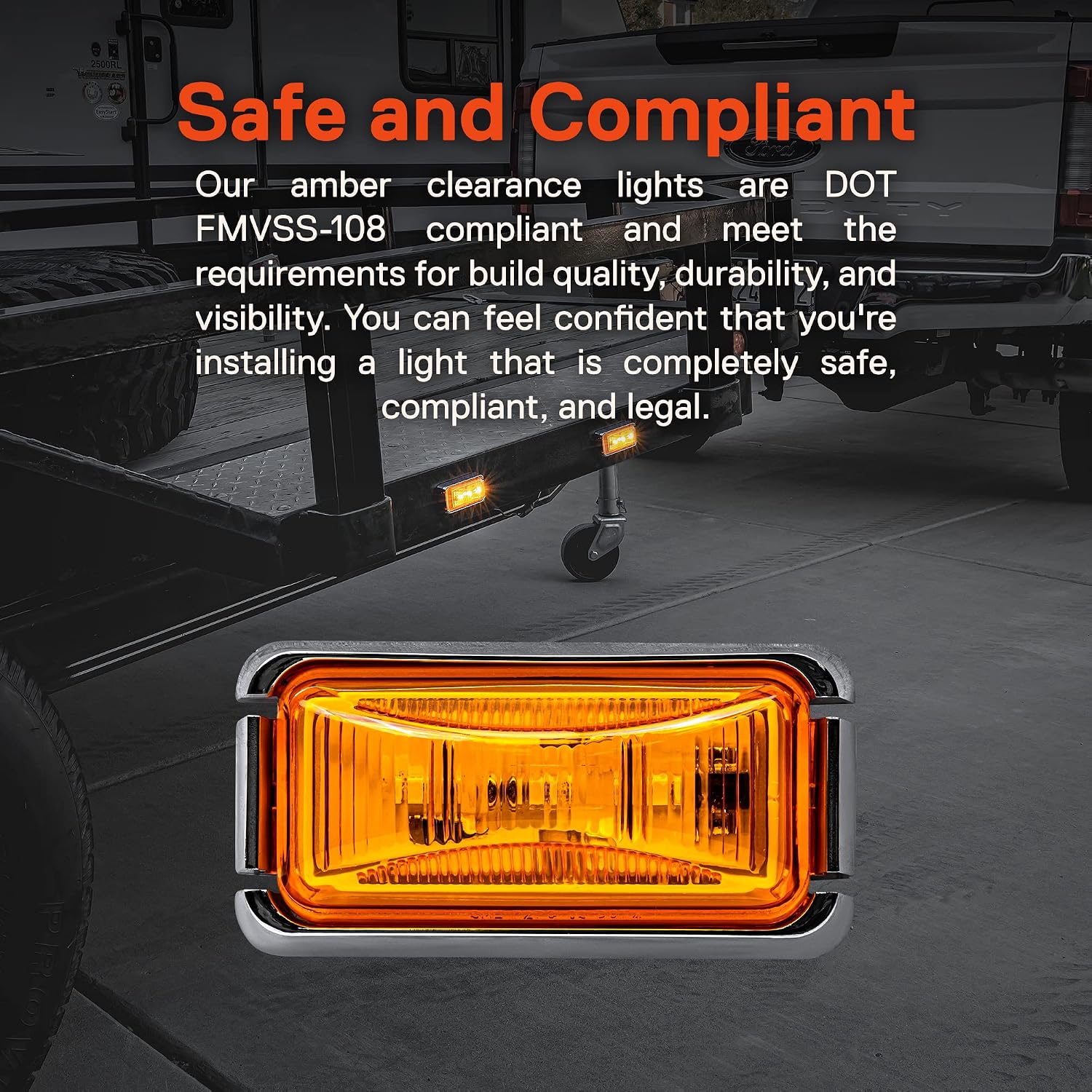TRUE MODS 2pc 2.5" Amber Rectangle LED Trailer Marker Lights for Truck RV
