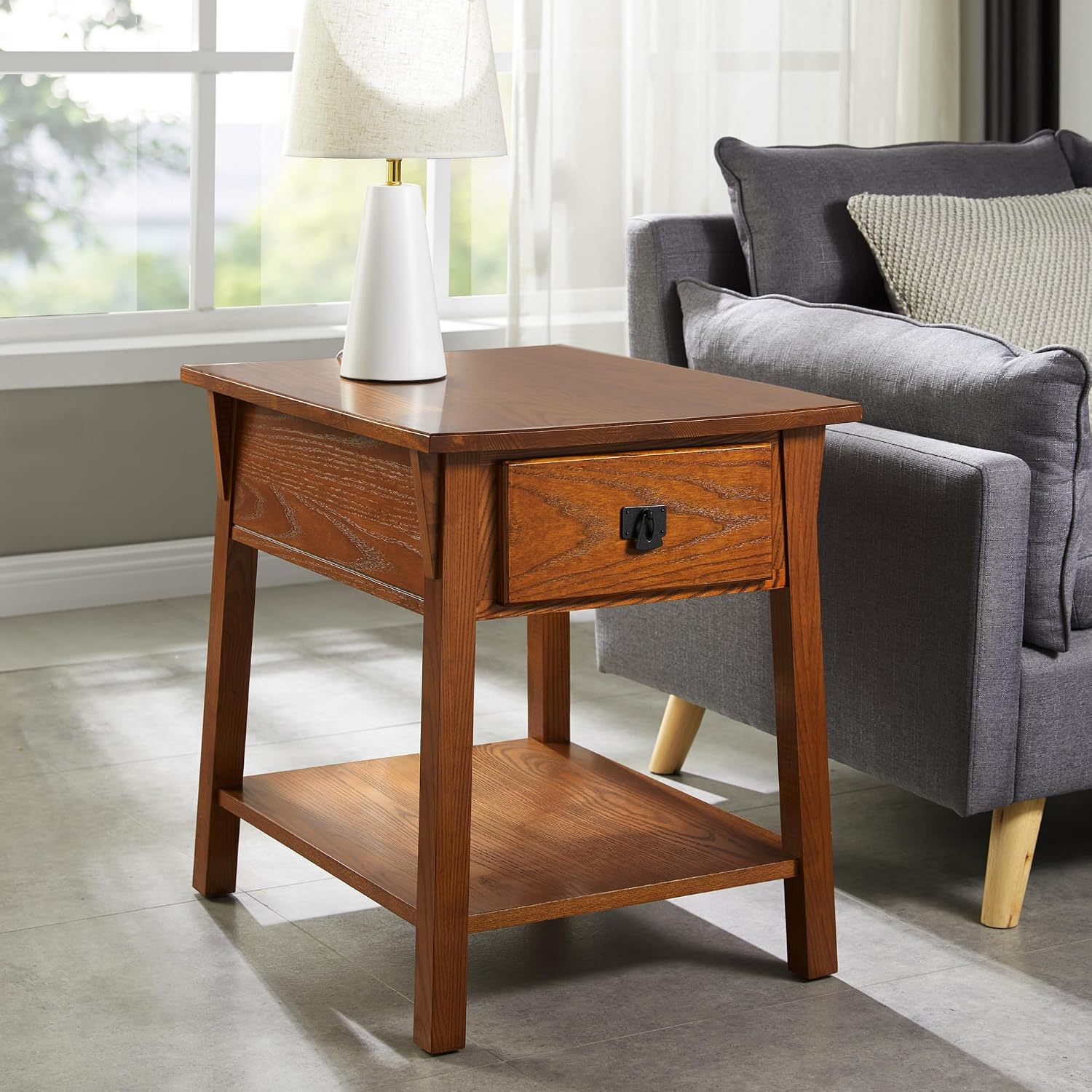 Leick Home Shield Wedge End Table, 21", Glazed Auburn