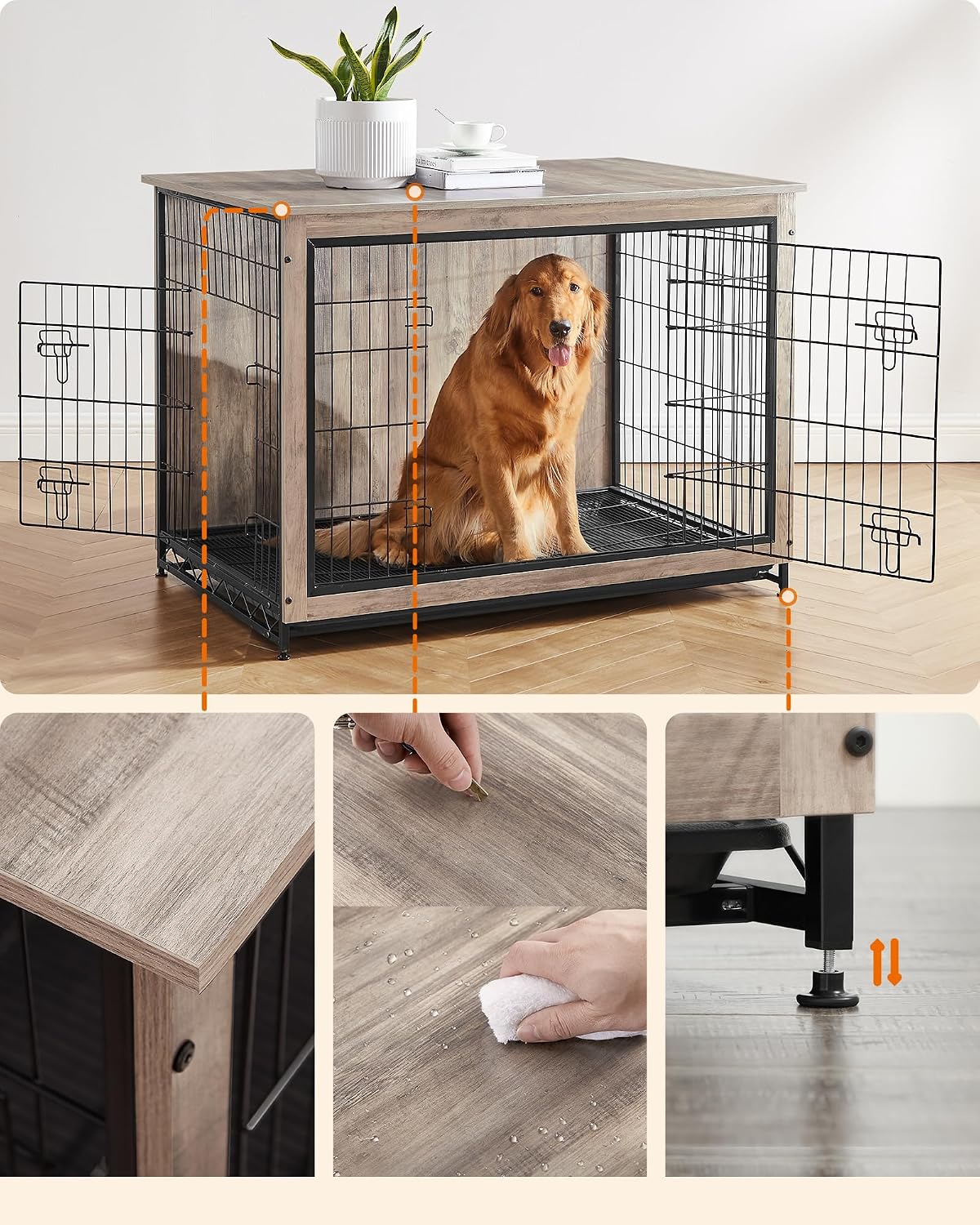 Feandrea 27.2" Dog Crate Furniture, Indoor Dog Kennel Side End Table