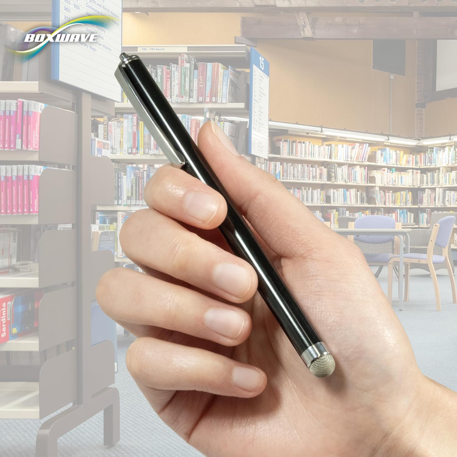 BoxWave Stylus Pen Compatible With Arcade1Up Infinity Game Board (18 in) - EverTouch Capacitive Stylus, Fiber Tip Capacitive Stylus Pen - Jet Black