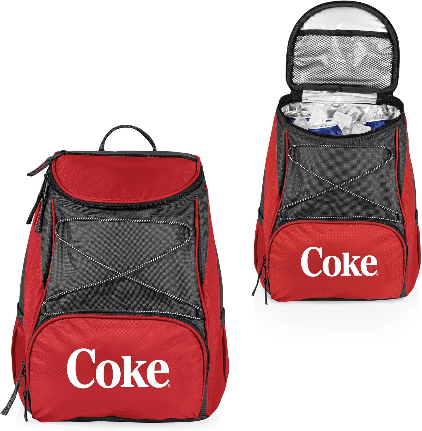 Picnic TIME Coca-Cola Emoji PTX Backpack Cooler, Soft Cooler Backpack, Insulated Lunch Bag, (Red with Gray Accents)