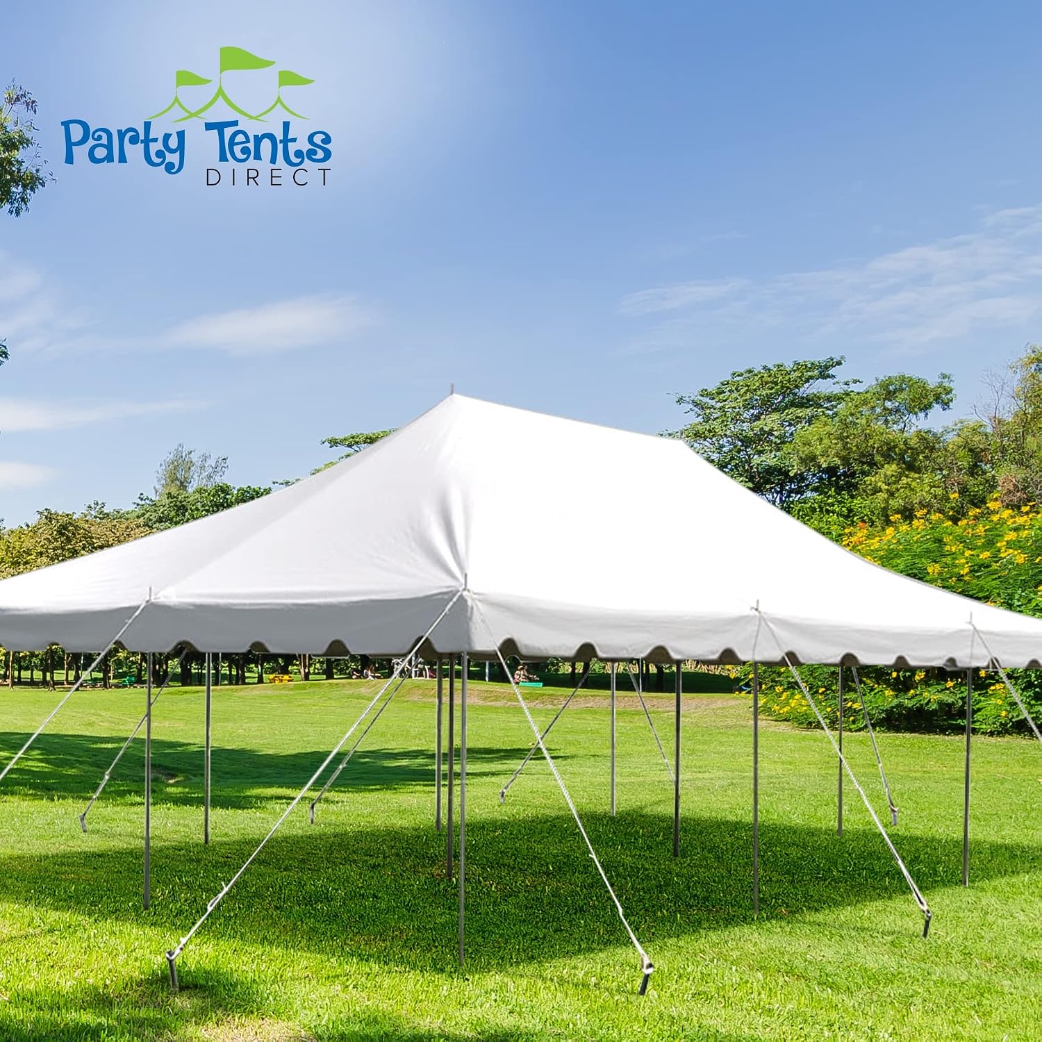 20’ x 20’ Weekender Canopy Pole Tent, Indoor and Outdoor Heavy Duty Easy Up, 80 Person Capacity Tent for Parties, Weddings, and Events, Commercial and Residential Use, PVC White Top | Easy Up Weekender Canopy Tent With 80 Person Capacity - Outdoor Canopi…