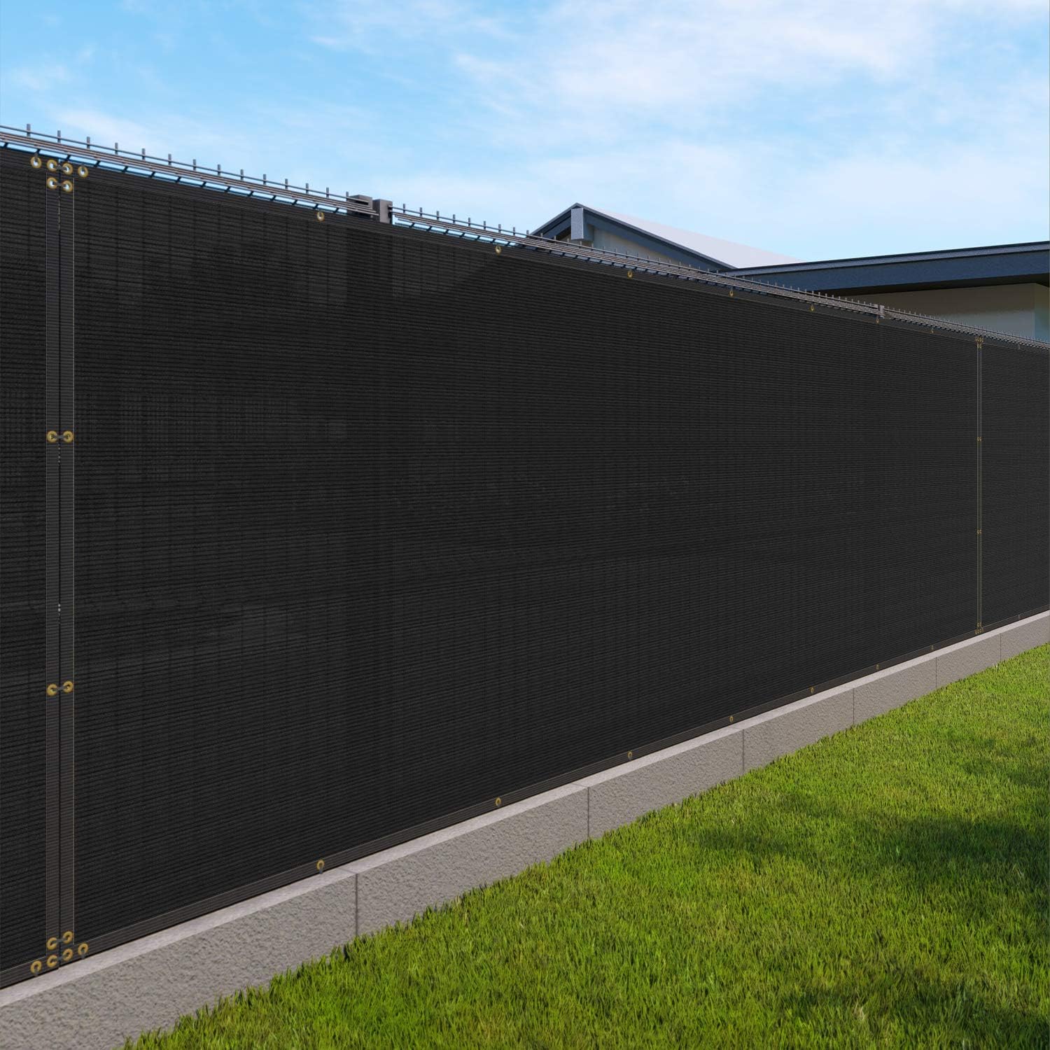 Windscreen4less Privacy Fence Screen 6' x 12' Heavy Duty Windscreen Fencing Mesh Fabric Shade Net Cover for Outdoor Wall Garden Yard Pool Deck, Black