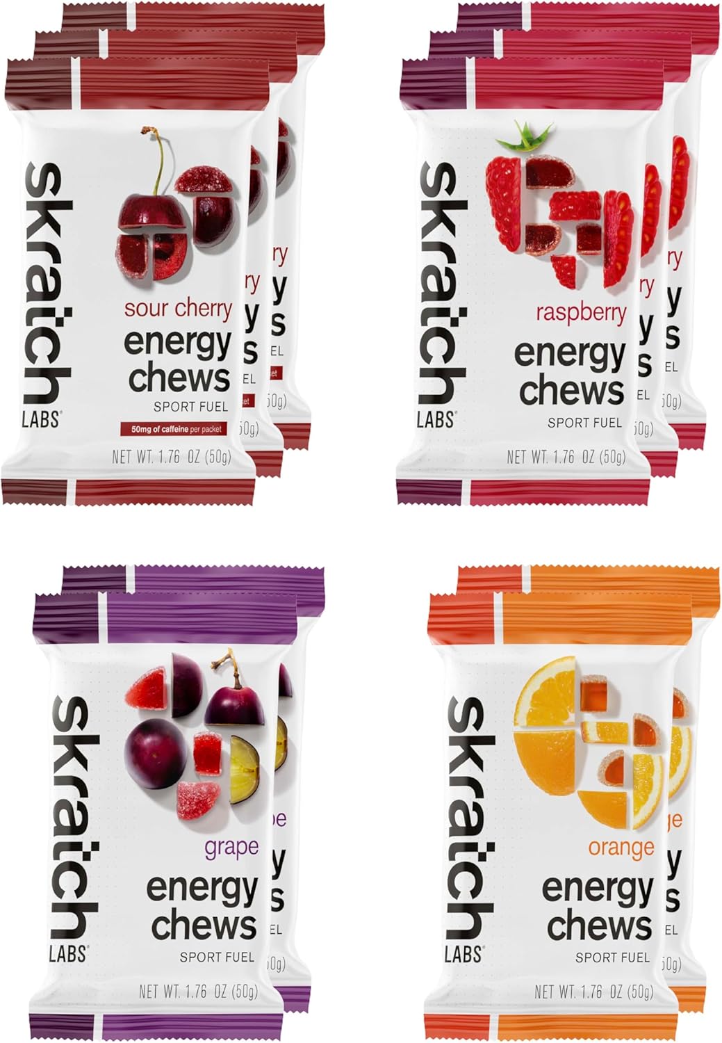 Skratch Labs Energy Chews, Caffeinated Sour Cherry, 10 Pack