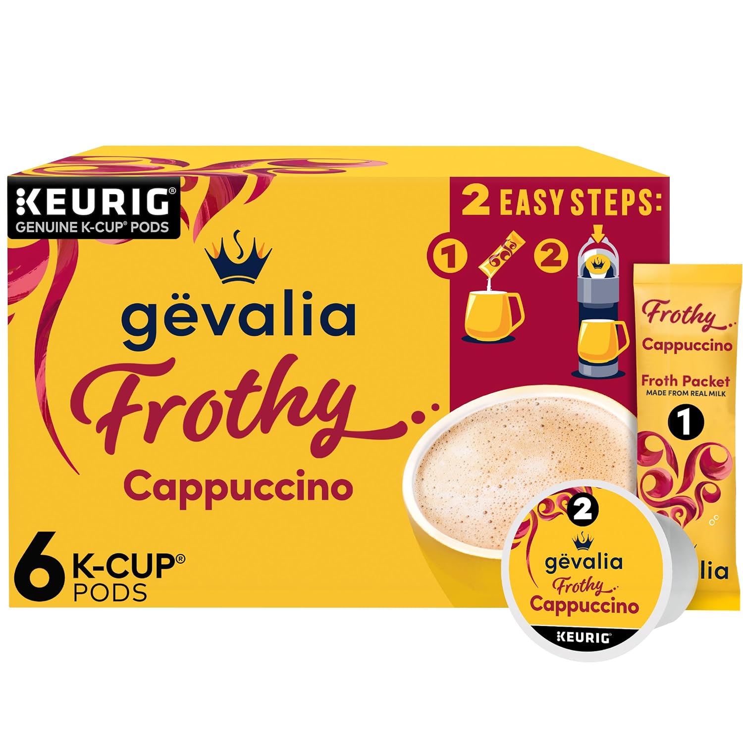 Gevalia K‐Cup® Coffee Pods & Froth Packets Kit, 6 ct, Cappuccino Espresso