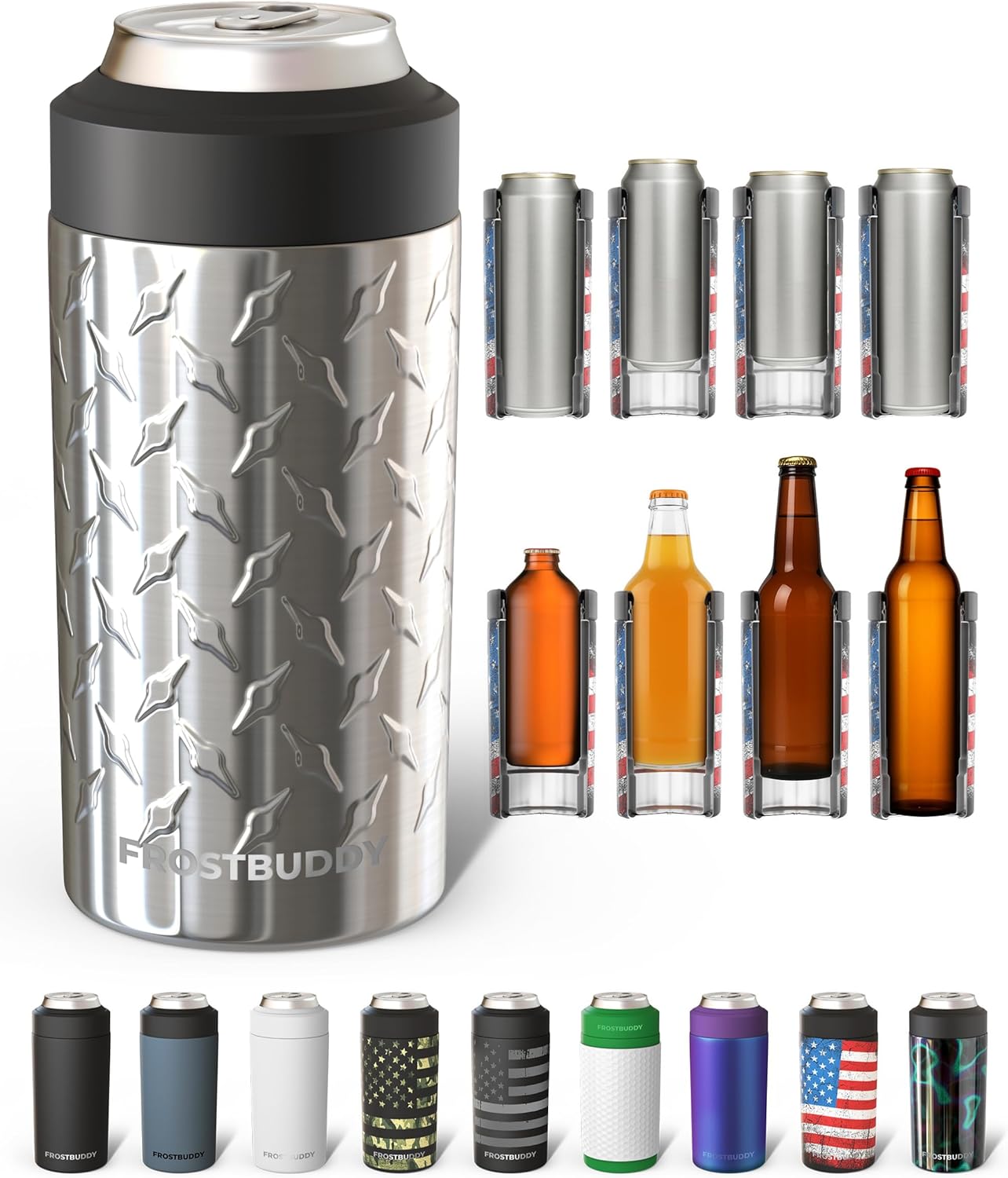 Frost Buddy Universal Can Cooler - Fits Slim Cans, 12 & 16oz (MatteBlack)