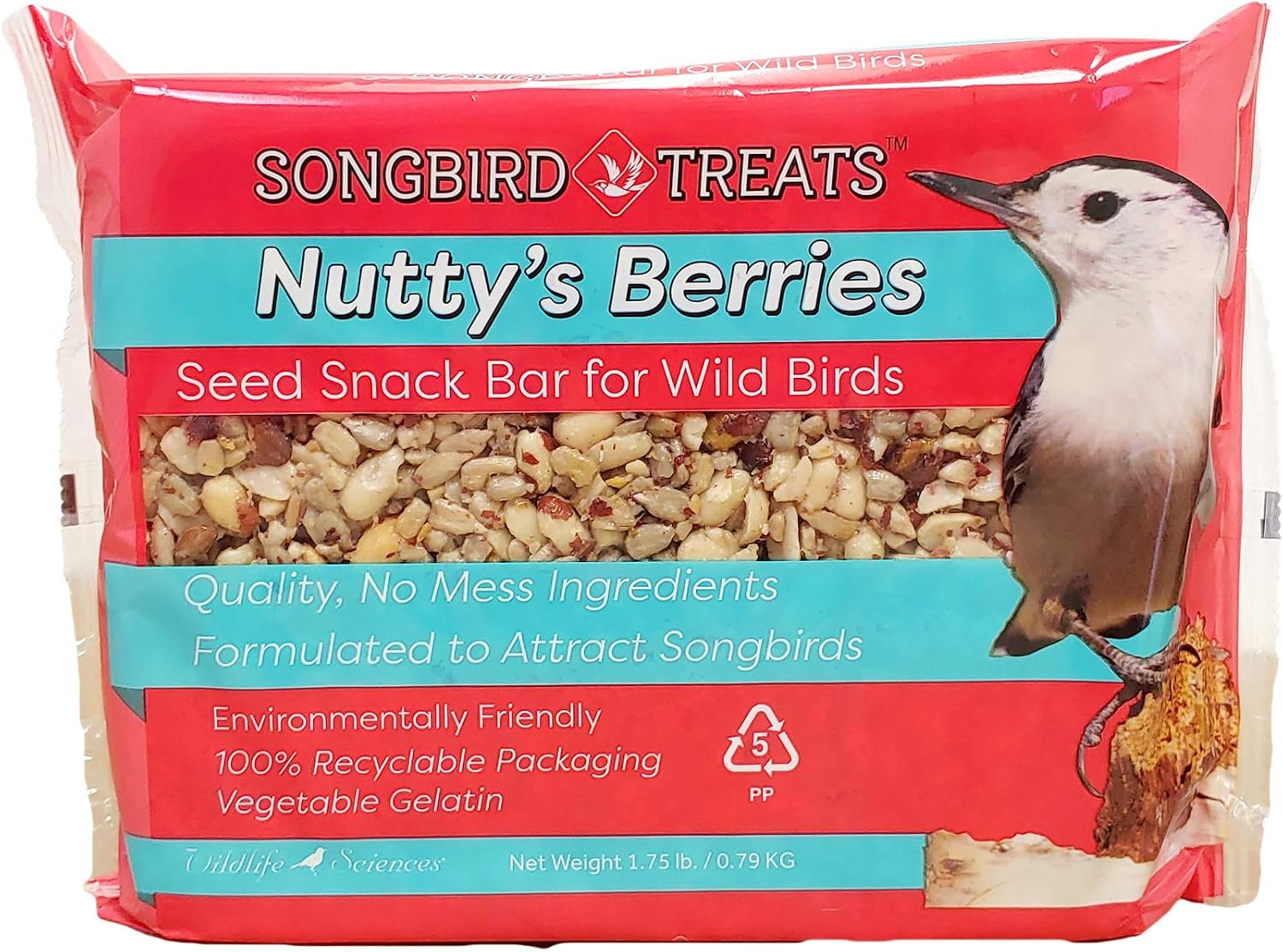 Wildlife Sciences Songbird Treats Seed Bars | 8 Pack of 2 lb Bird Seed Cakes for Wild Birds (Wild Bird Buffet)