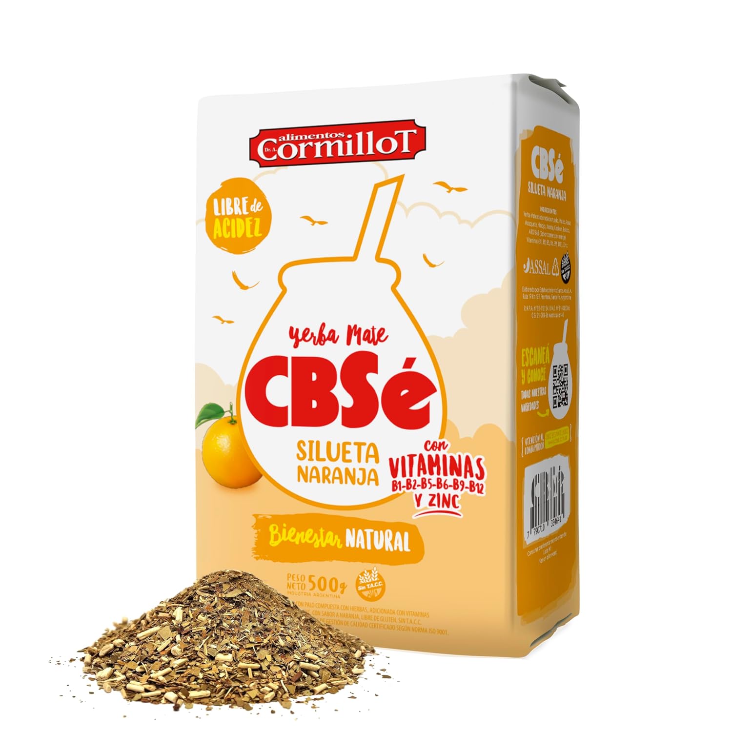 CBSe Silueta Naranja Yerba Mate – 500g (1.1 lb) Loose Leaf Herbal Tea – Argentine Yerba with Natural Orange Flavor – Light, Citrus-Infused.