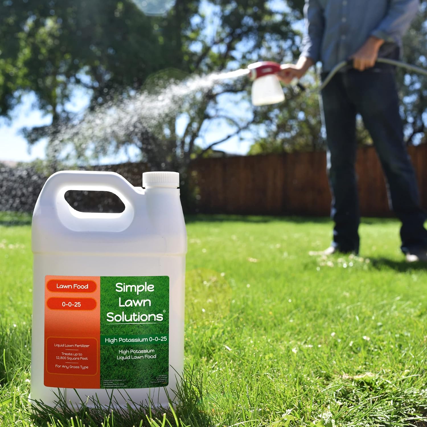 Simple Lawn Solutions - High Potassium Lawn Food Liquid Fertilizer 0-0-25 - Concentrated Spray - Turf Grass Vigor and Plant Hardiness - Summer and Fall - Any Grass Type (32 Ounce)