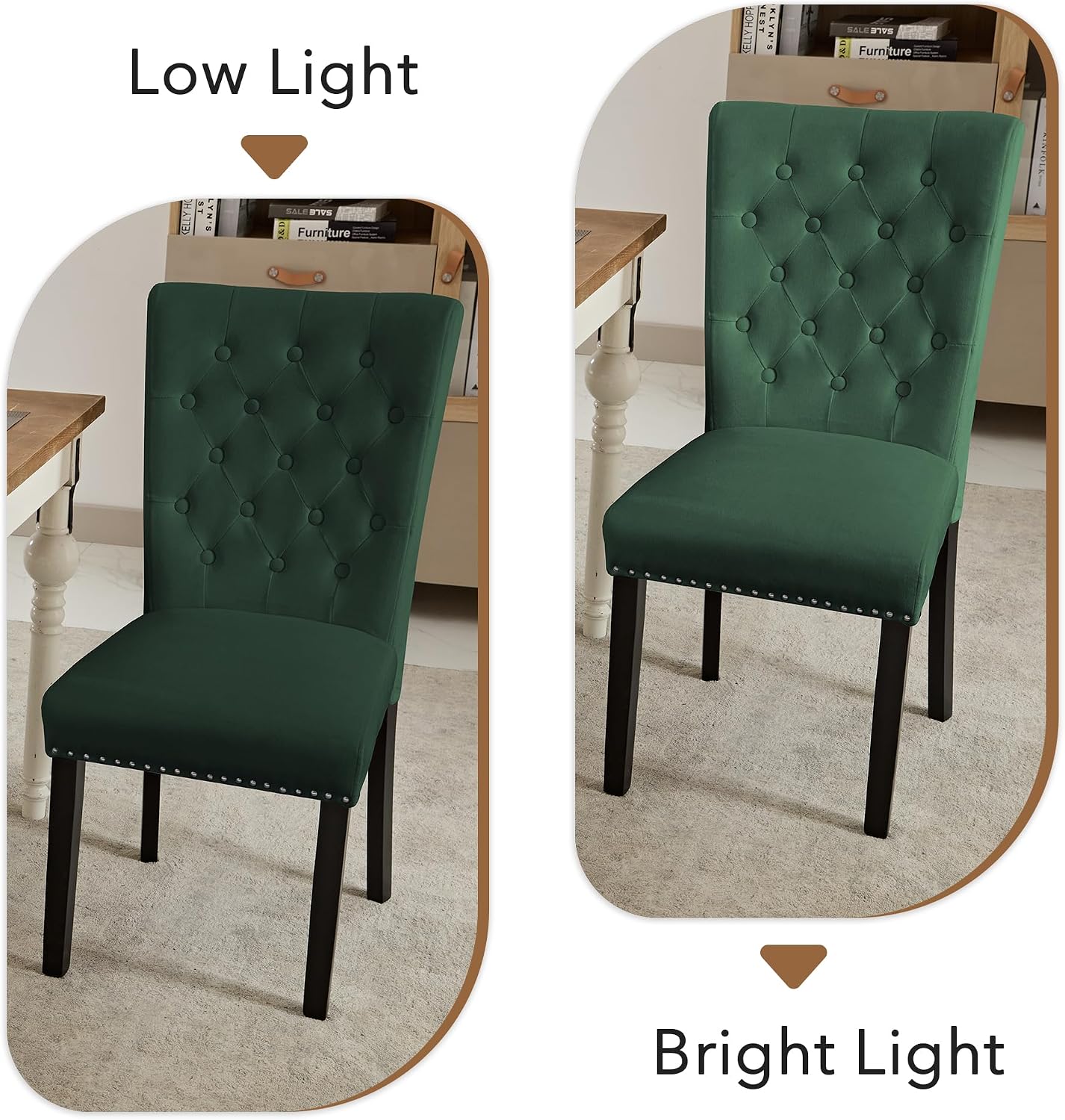 adochr Velvet Dining Chairs Set of 2, Parsons Kitchen Chair, Blue