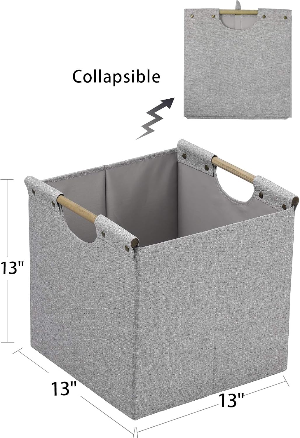 HOONEX Collapsible Storage Bins, 13x13x13 Inches Storage Cubes Linen Fabric, 3 Pack