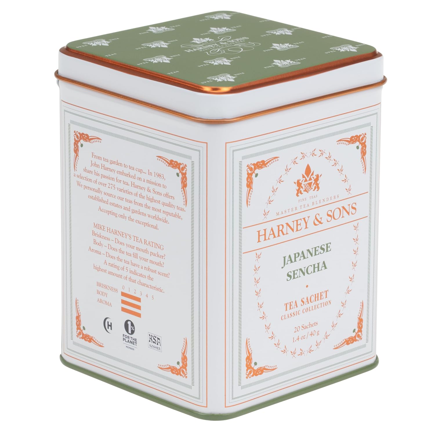 Harney & Sons Classic Japanese Sencha Green Tea, 20 Sachets in Tin | Japanese sencha green tea from Shizuoka with a smooth, fresh flavor. Contains caffeine.
