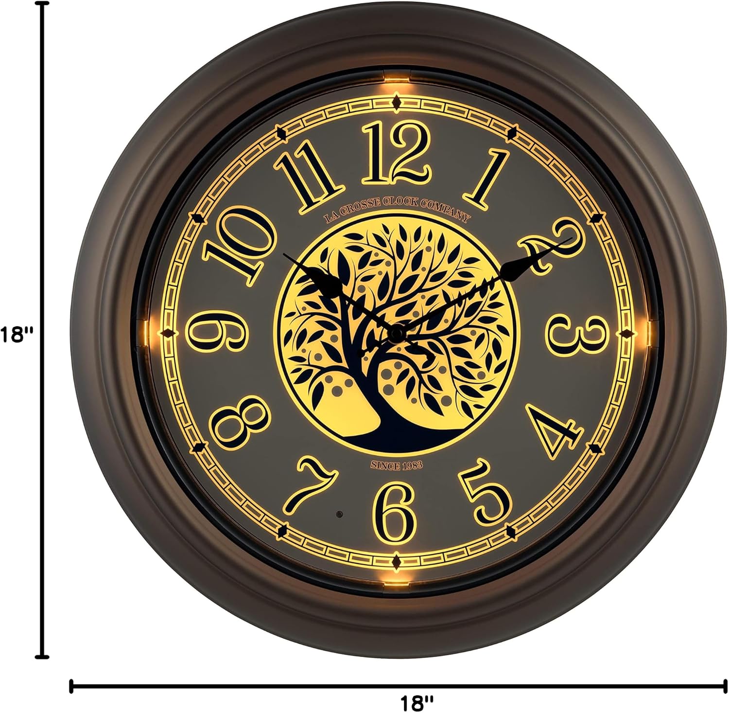 La Crosse Technology Indoor/Outdoor Lighted Dial Analog Quartz Wall Clock, 18" Dia. (403-3246BR)