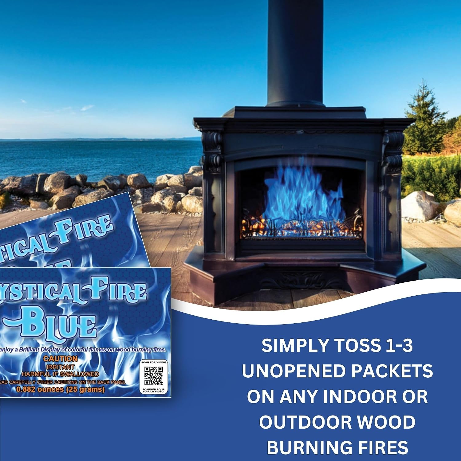 Mystical Fire Blue Fire Color Changing Packets Blue Fire Color Packets 25pk | 25-pack color changing fire packets creates vibrant blue flames in