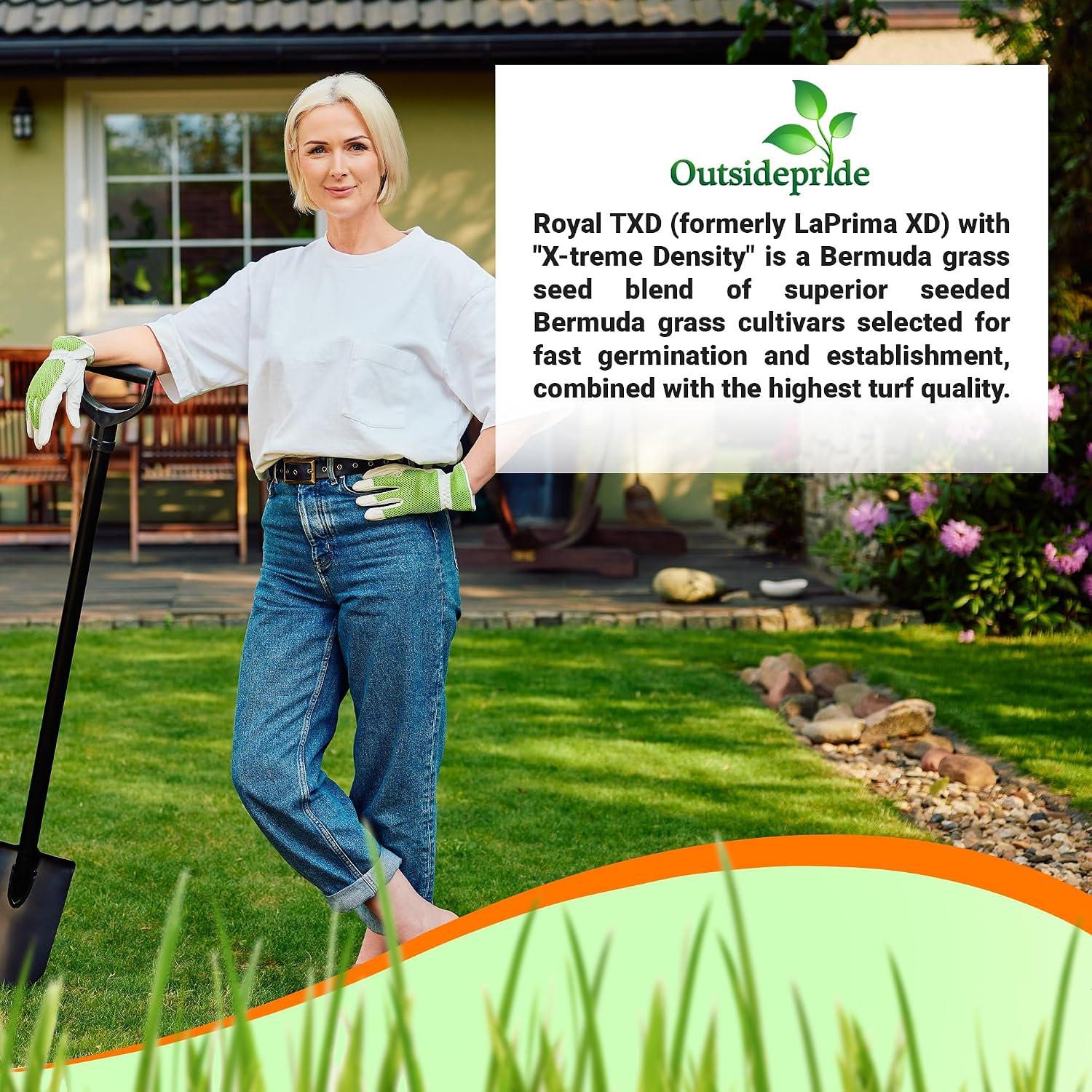 Outsidepride Royal TXD Bermuda Grass Seed Blend - 1 lb. Warm Season, Fast Growing Turf Grass Seeds: Heat & Drought Tolerant, Ideal for Home Lawns & Sports Fields, Dense & Lush Green Coverage