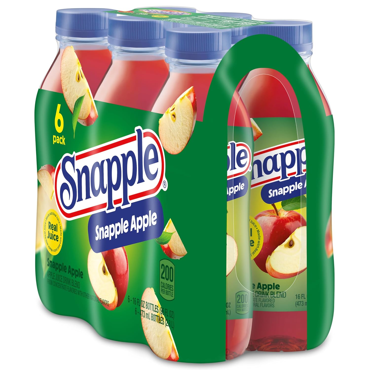 Snapple Apple Juice Drink, 16 Fl Oz Recycled Plastic Bottle, All Natural, No Artificial Flavors Or Sweeteners, Gluten-free, Contains 10% Real Juice 12 Pack