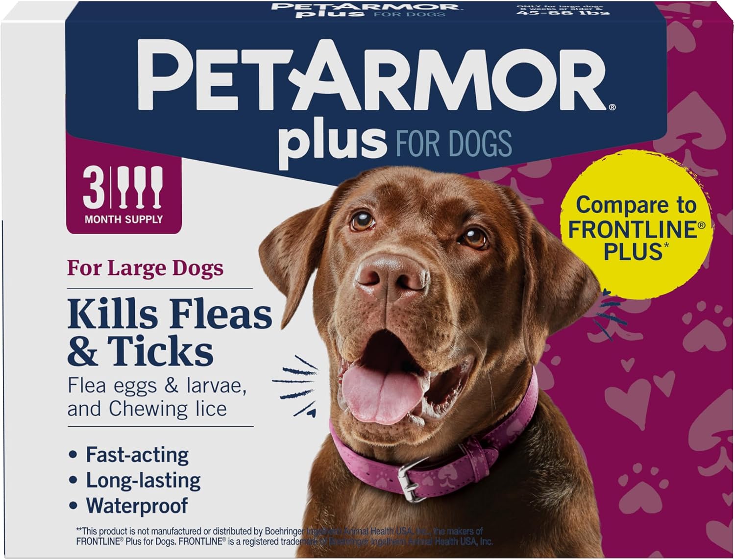 PetArmor Plus Flea and Tick Prevention for Dogs, Small Dog Flea and Tick Treatment, 3 Doses, Waterproof Topical, Fast Acting (5-22 lbs)