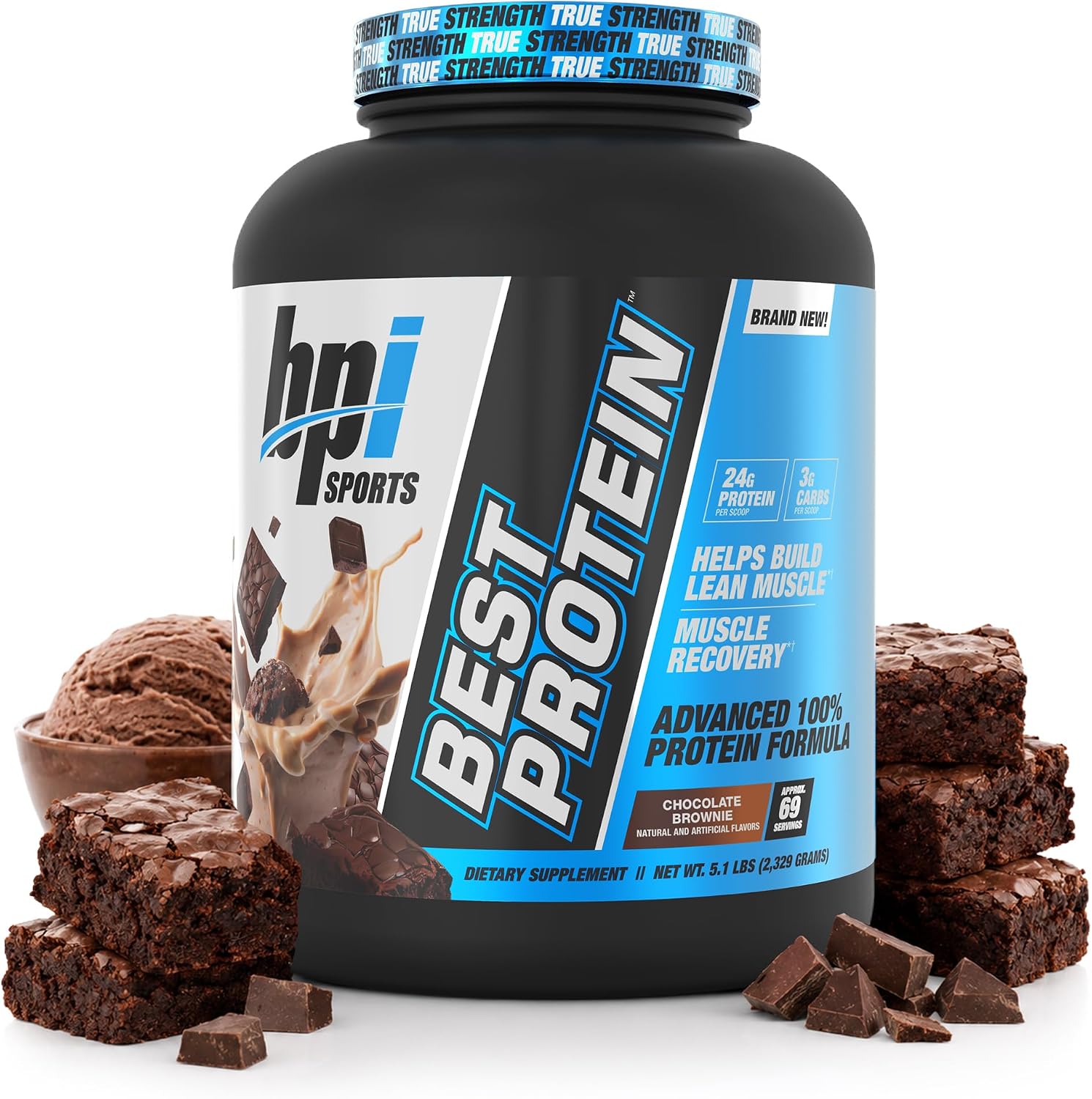 BPI Sports Best Protein – 100% Whey Protein Powder – Muscle Growth, Recovery, Meal Replacement – No Maltodextrin, No Fillers, Gluten Free – for Men & Women | Strawberries and Cream – 5.2 Pounds