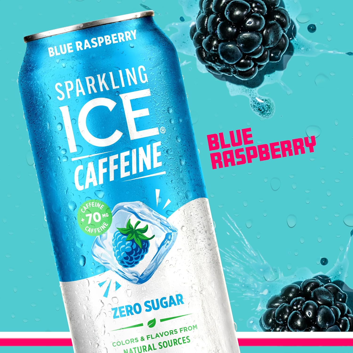 Sparkling Ice Caffeine Black Raspberry Sparkling Water with Caffeine, Zero Sugar, with Antioxidants and Vitamins,16 fl oz Cans (Pack Of 12)