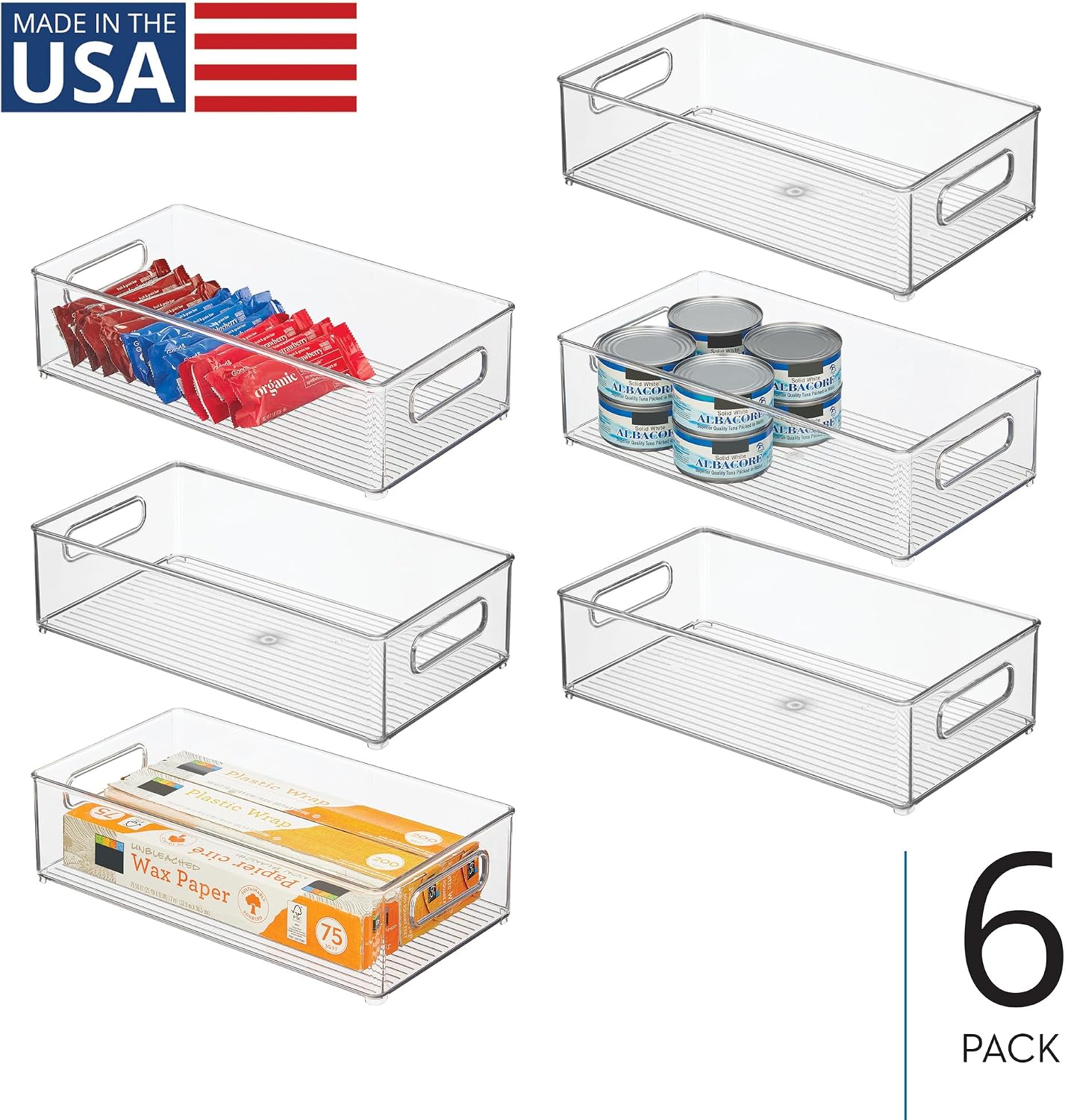 iDesign Stackable Fridge Bin | Storage Bin for Freezer or Pantry Organization, Clear, Made in USA