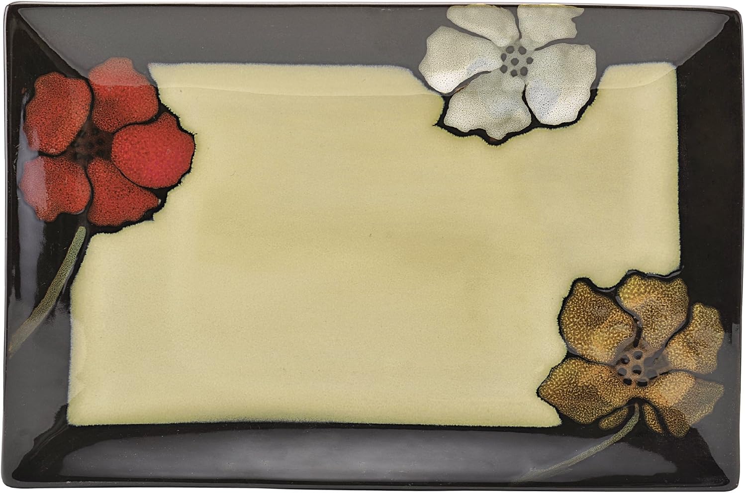 Pfaltzgraff Painted Poppies Rectangular Serving Platter, 14-Inch-by-9-Inch