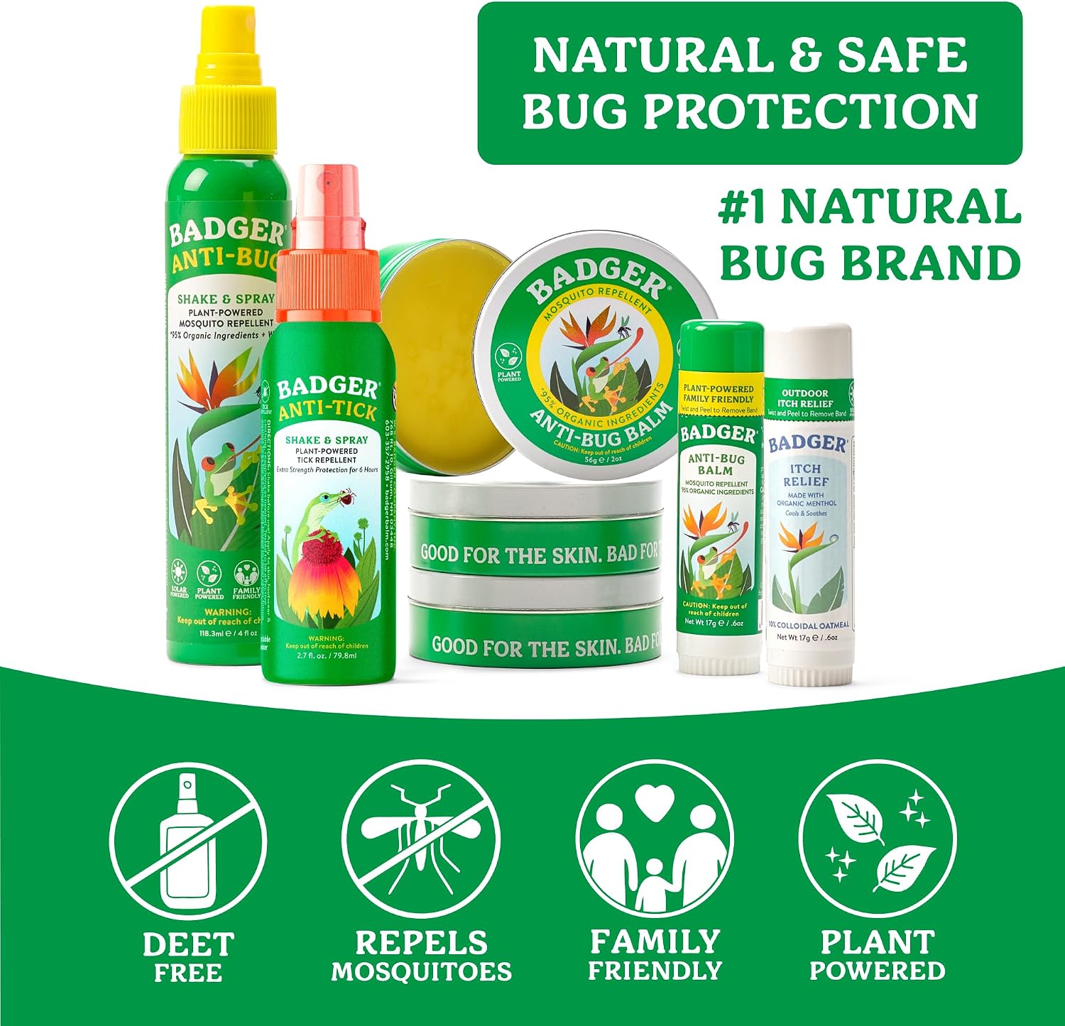 Badger Bug Spray, 3-Hour DEET-Free Mosquito Repellent, Family Friendly, Citronella & Organic Essential Oils, Natural & Vegan Insect Repellent Spray, 4 fl oz Aluminum Bottle