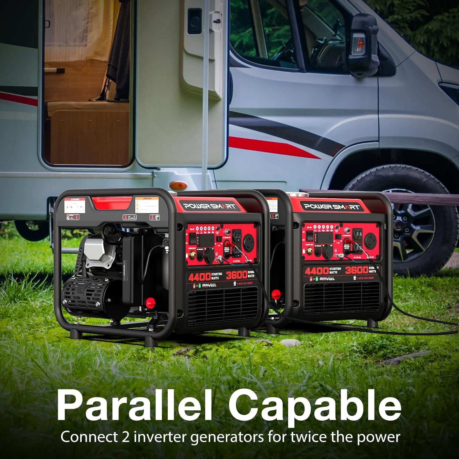 PowerSmart 4400-Watt Open Frame Inverter Generator, Gas Powered, CO-Sensor, Lightweight & Quiet for Home Use and Emergency Backup, Camping, EPA Compliant