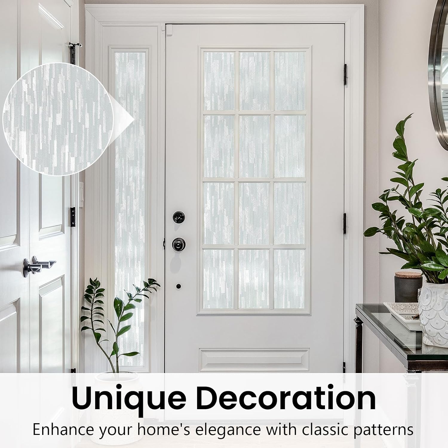 Haton Window Privacy Film, Frosted Stripe Non-Adhesive, 17.5" x 78.7"
