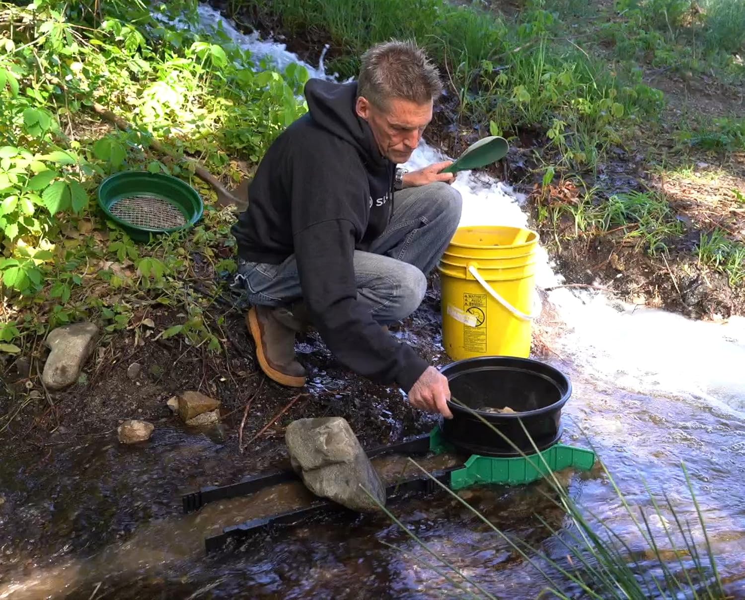 Portable Expandable Sluice Box for Gold Mining and Prospecting; Includes Miner's Moss, Hungarian Style riffles, and deep V riffles. Essential Tool for Gold panning Kits