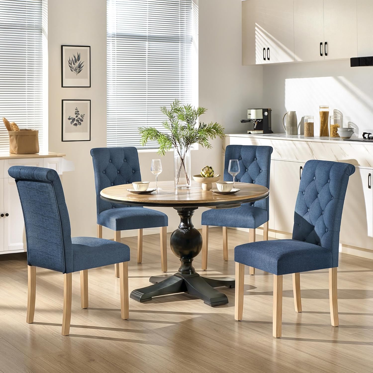 Yaheetech Dining Chairs Set of 2 Modern Upholstered Parson Chairs Dark Gray