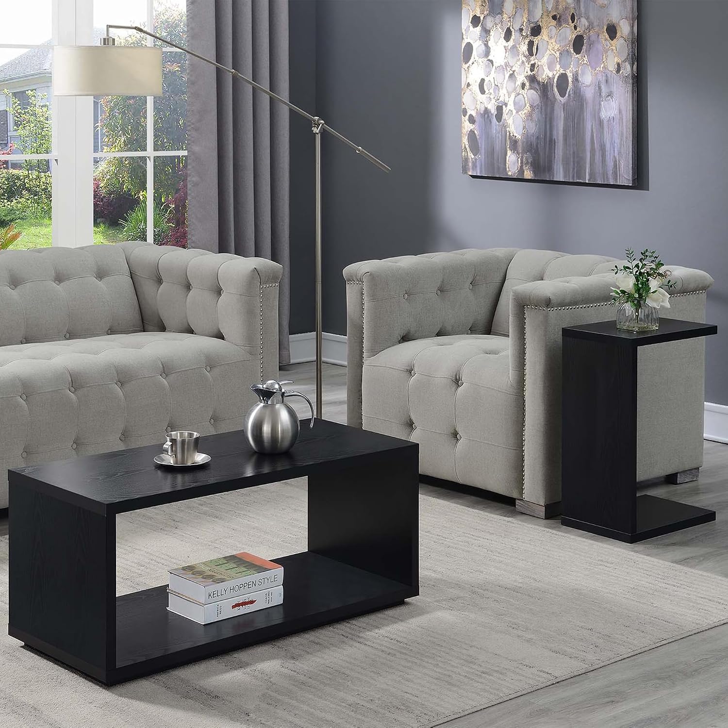 Convenience Concepts Northfield Admiral C Shaped End Table 18" - Contemporary Modern C Shaped Side Table