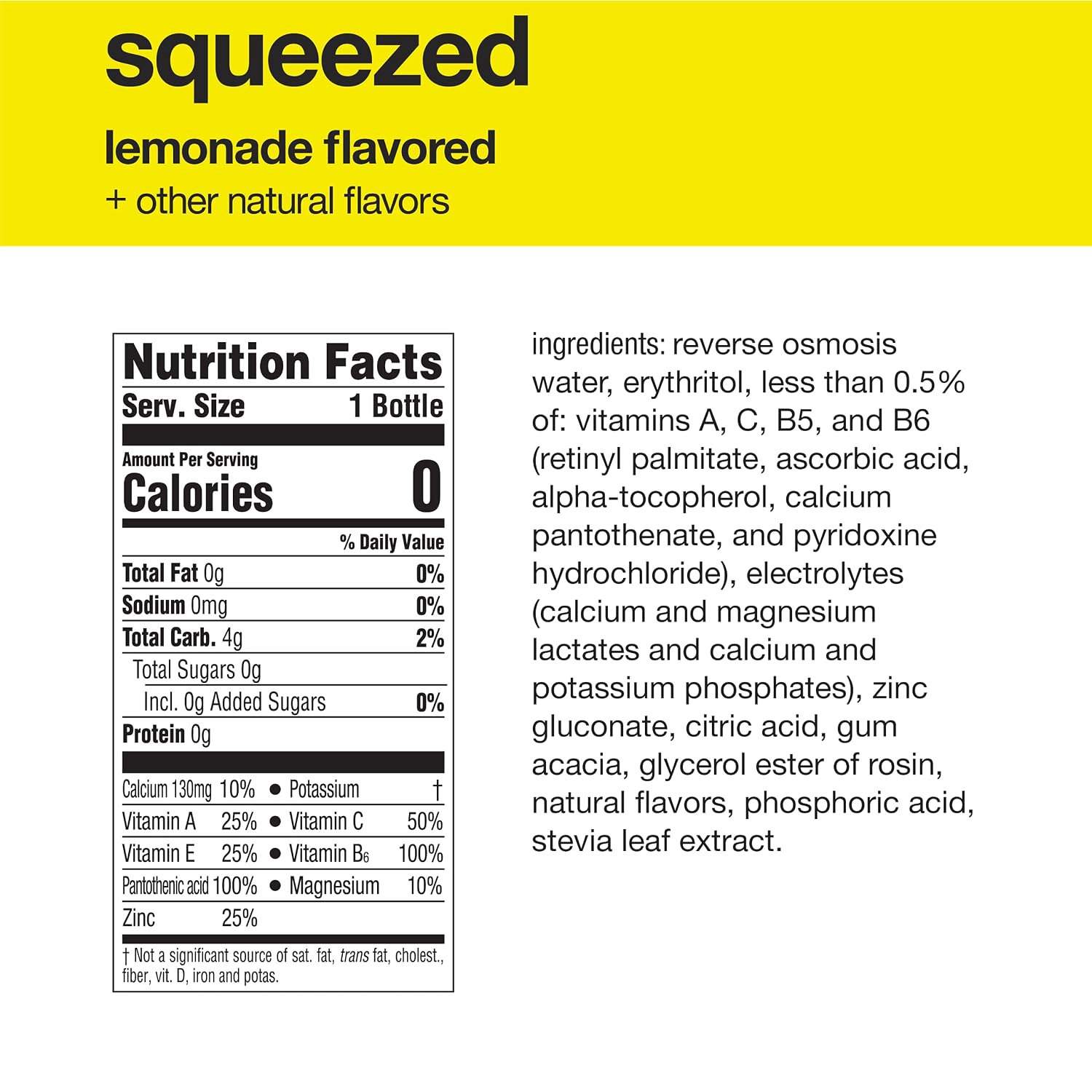 vitaminwater zero sugar squeezed Bottles, 16.9 fl oz, 6 Pack