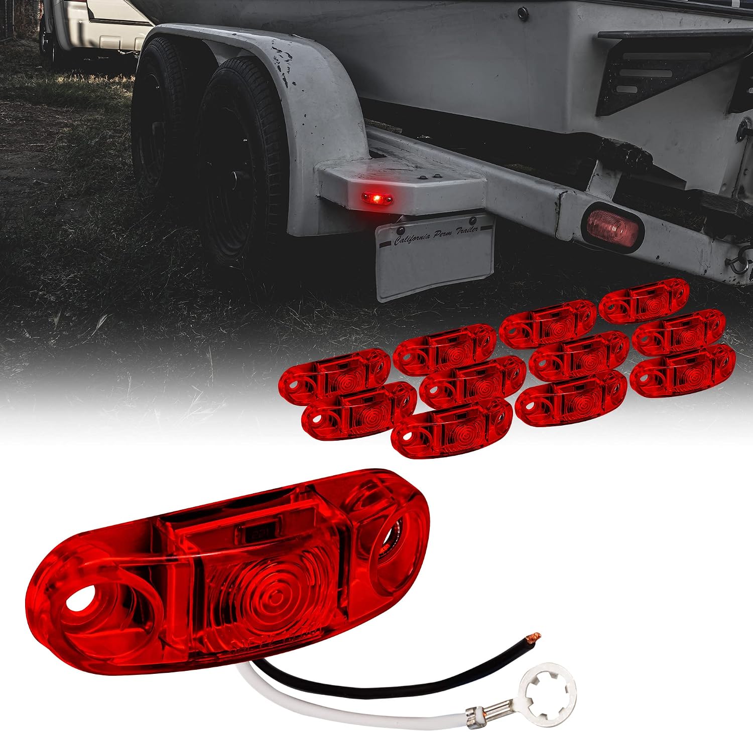 TRUE MODS 2pc 2.5" Amber Oval LED Trailer Marker Lights for Boat Trailer RV