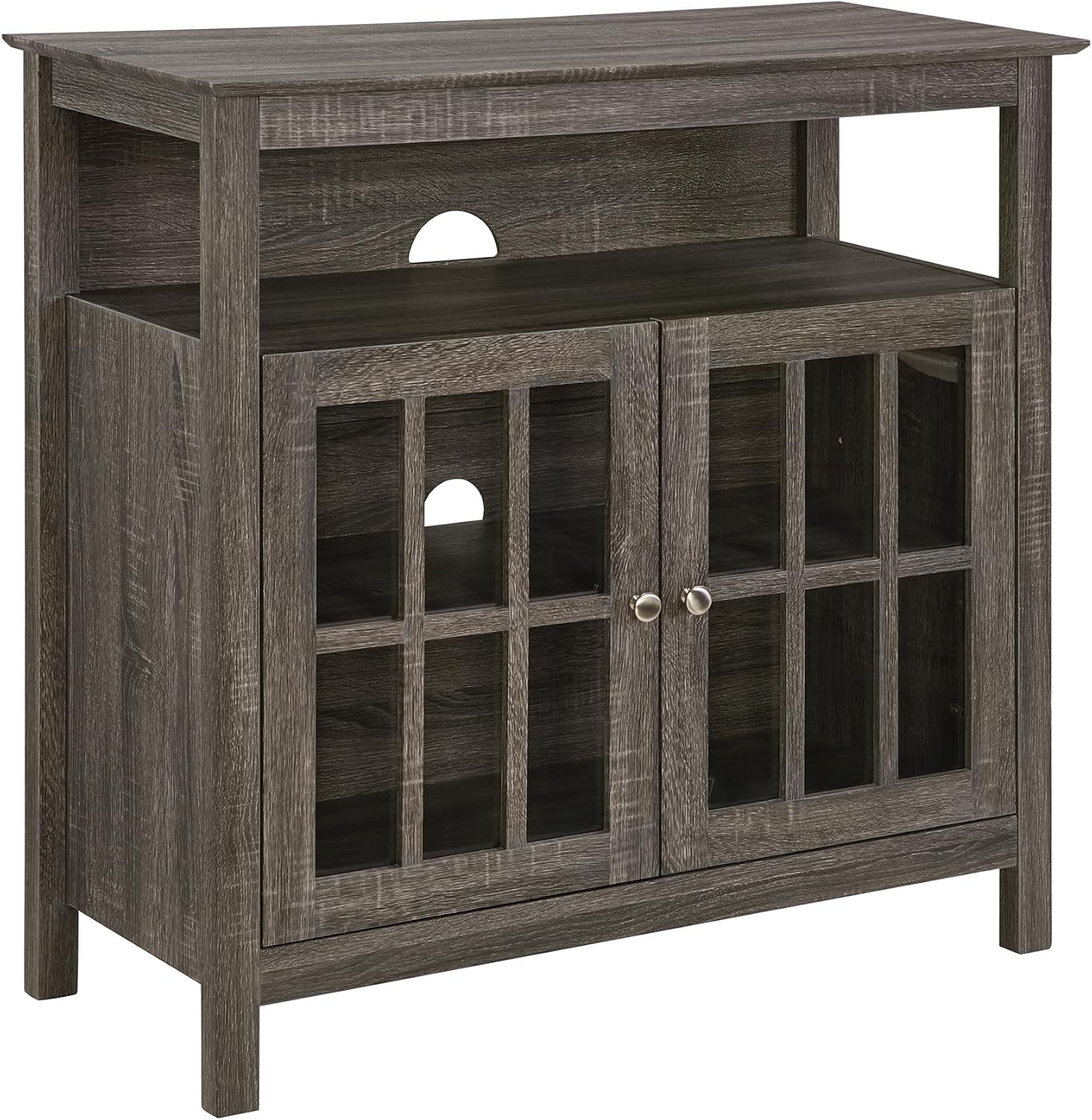 Convenience Concepts Big Sur Highboy TV Stand with Storage Cabinets and Shelves in White Finish