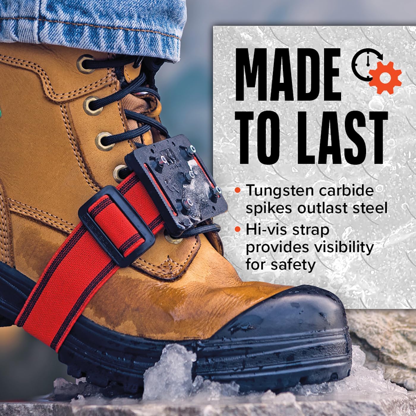 K1 Mid-Sole Ice Cleats for Men & Women - Rotatable Traction Aids For Winter Snow - Hi Vis - Low Profile