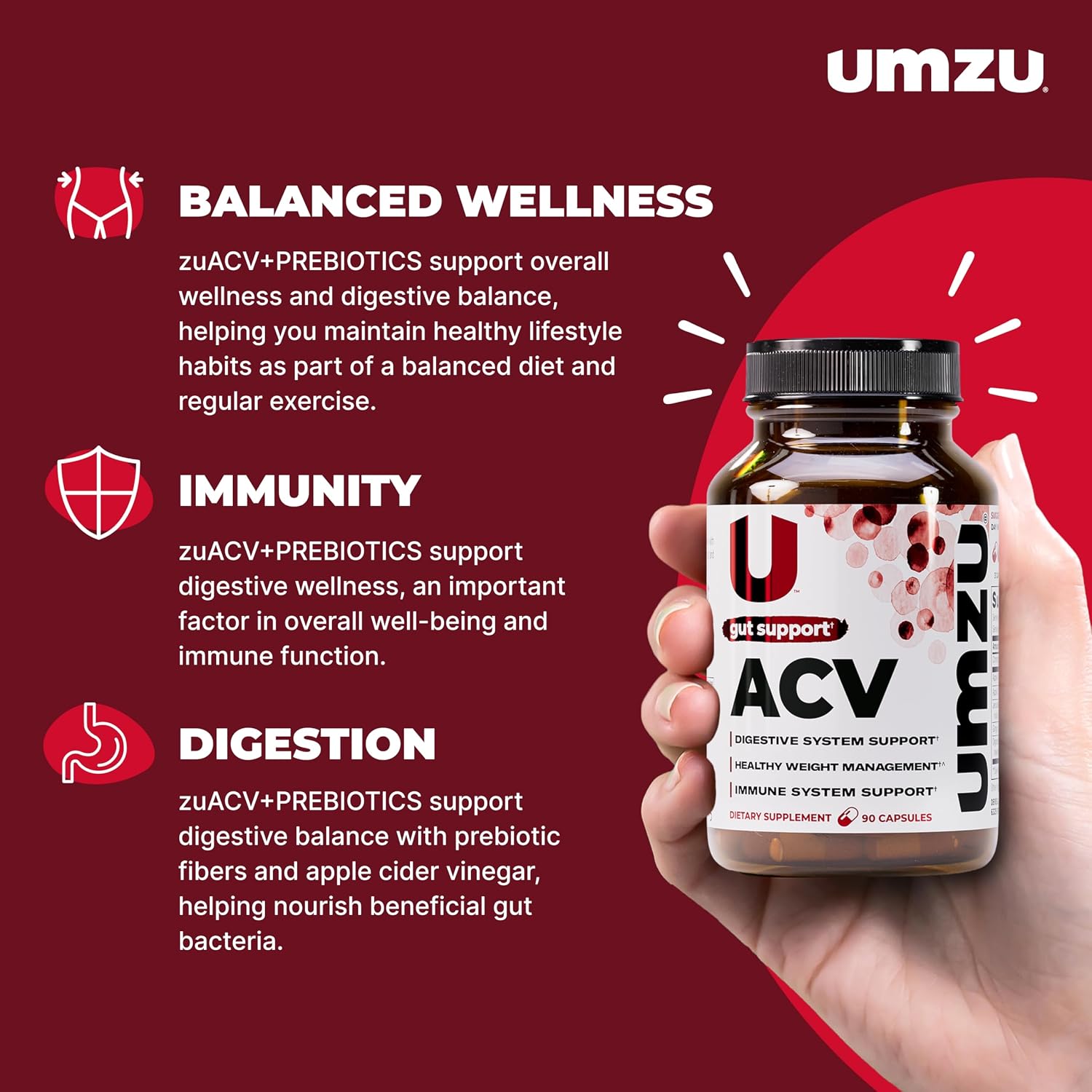 UMZU zuACV Apple Cider Vinegar Capsules, 30 Day Supply