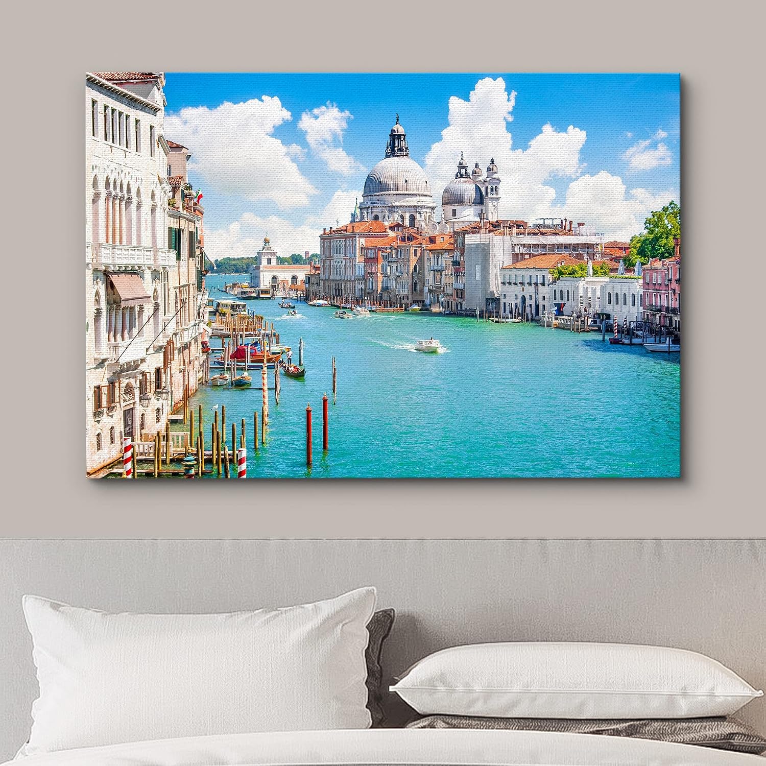 wall26 Canvas Print Wall Art Gran Canal with Basilica Santa Maria in Venice, Italy Nature Wilderness Photography Modern Art Scenic Colorful Multicolor for Living Room, Bedroom, Office - 12"x18"