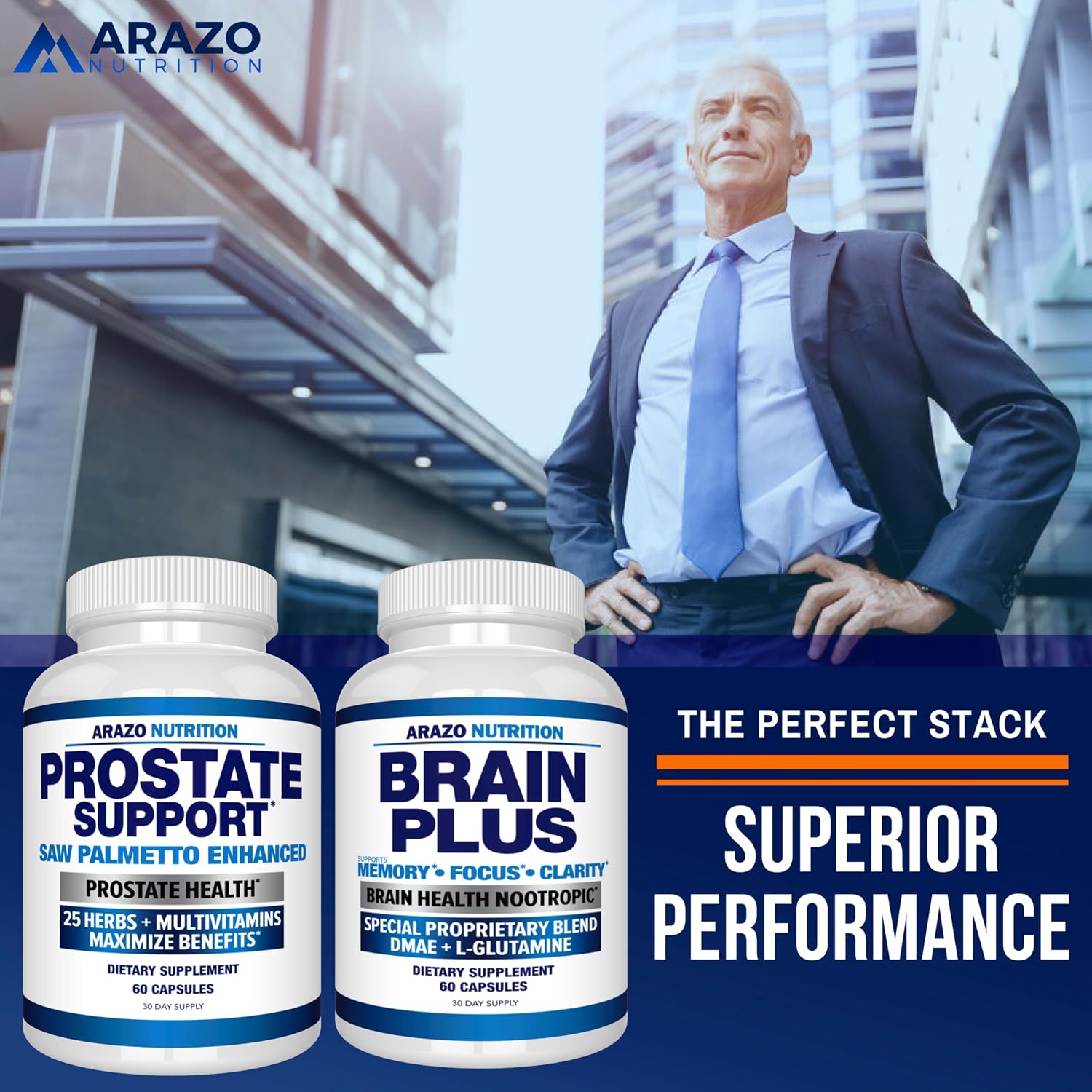 Arazo Nutrition Prostate Supplement - Saw Palmetto + 25 Herbs - Reduce Frequent Urination, Reduce Hair Loss